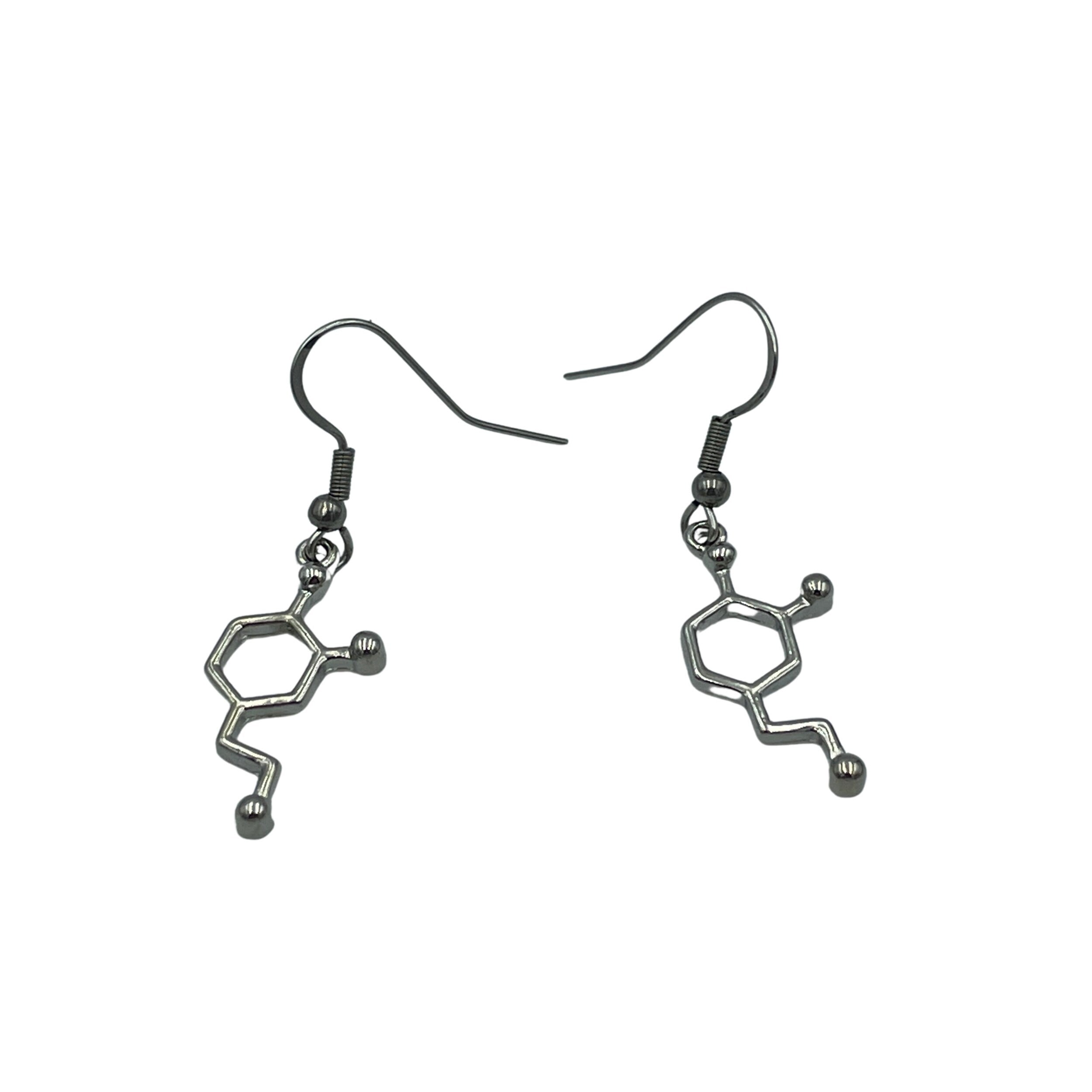 Dopamine Molecule Minimalist Geometric Earrings