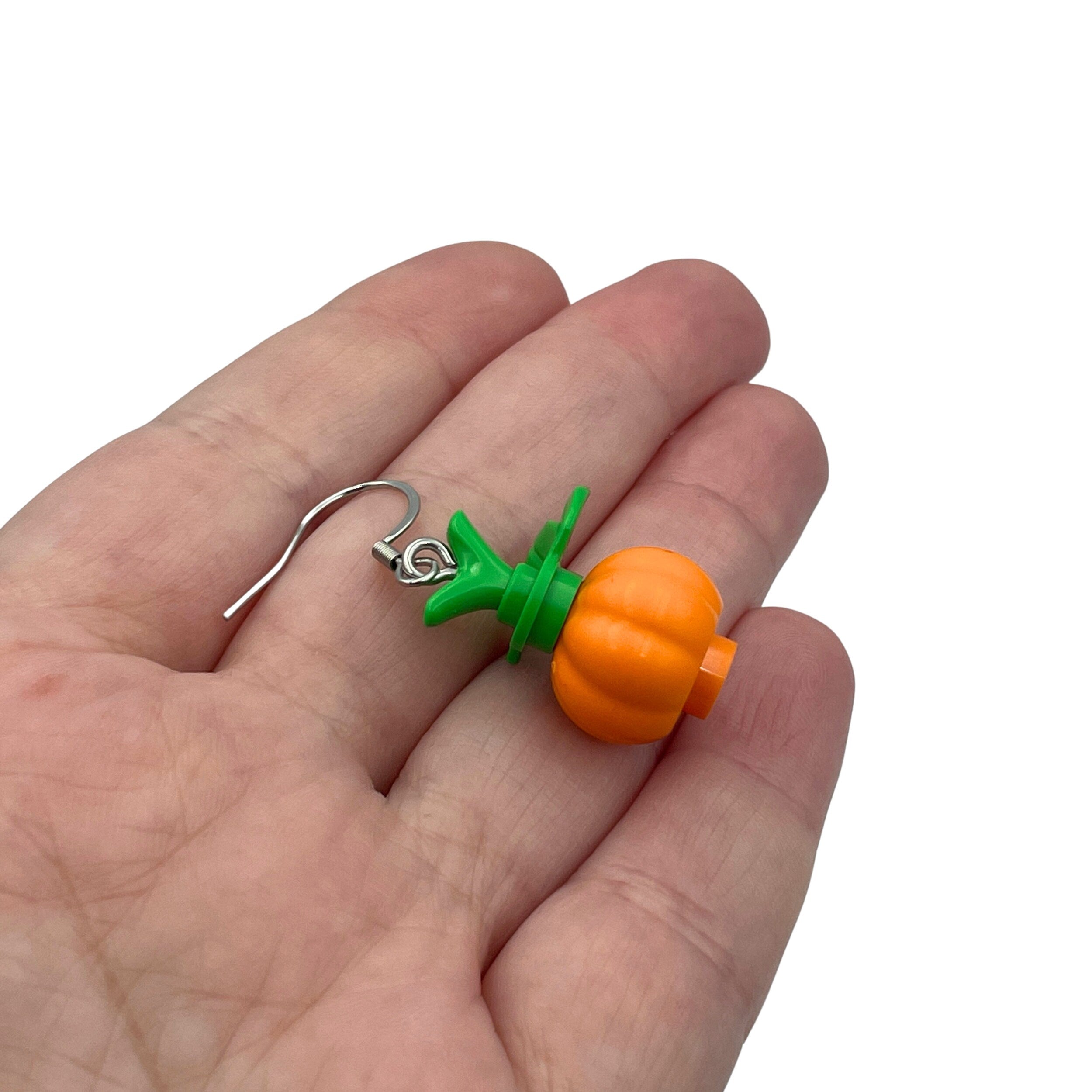 Spooky Pumpkin Earrings made with upcycled LEGO®