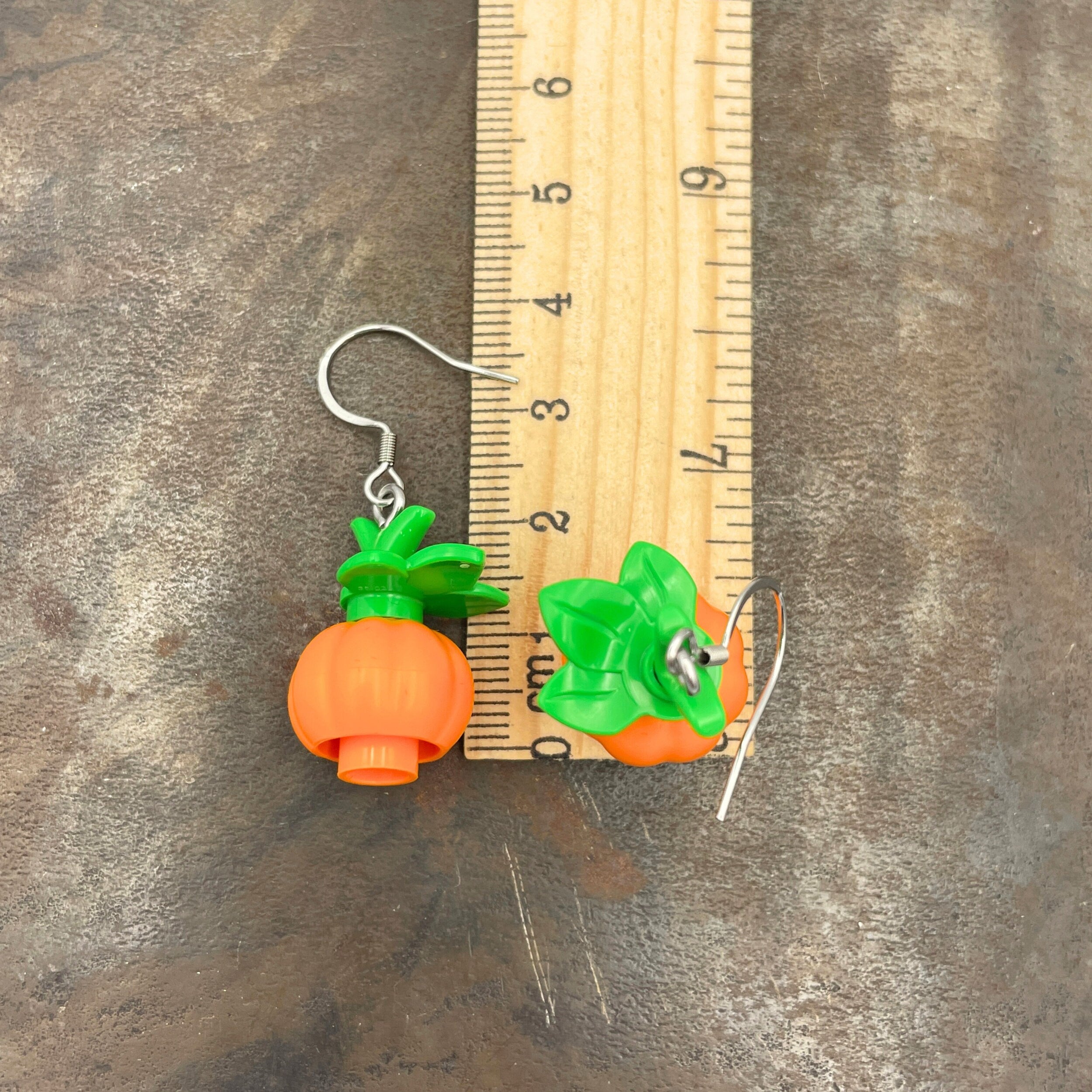 Spooky Pumpkin Earrings made with upcycled LEGO®