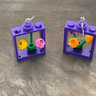 Window Flower box Statement Earrings made with upcycled LEGO®