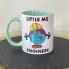 Personalised Woman Ms Engineer Mug with Colour Handle. Customise with Name and Design Engineering Gift