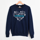 STEMinist Heart Sweatshirt. Women in STEM Science, Engineering, Technology & Math Top Navy