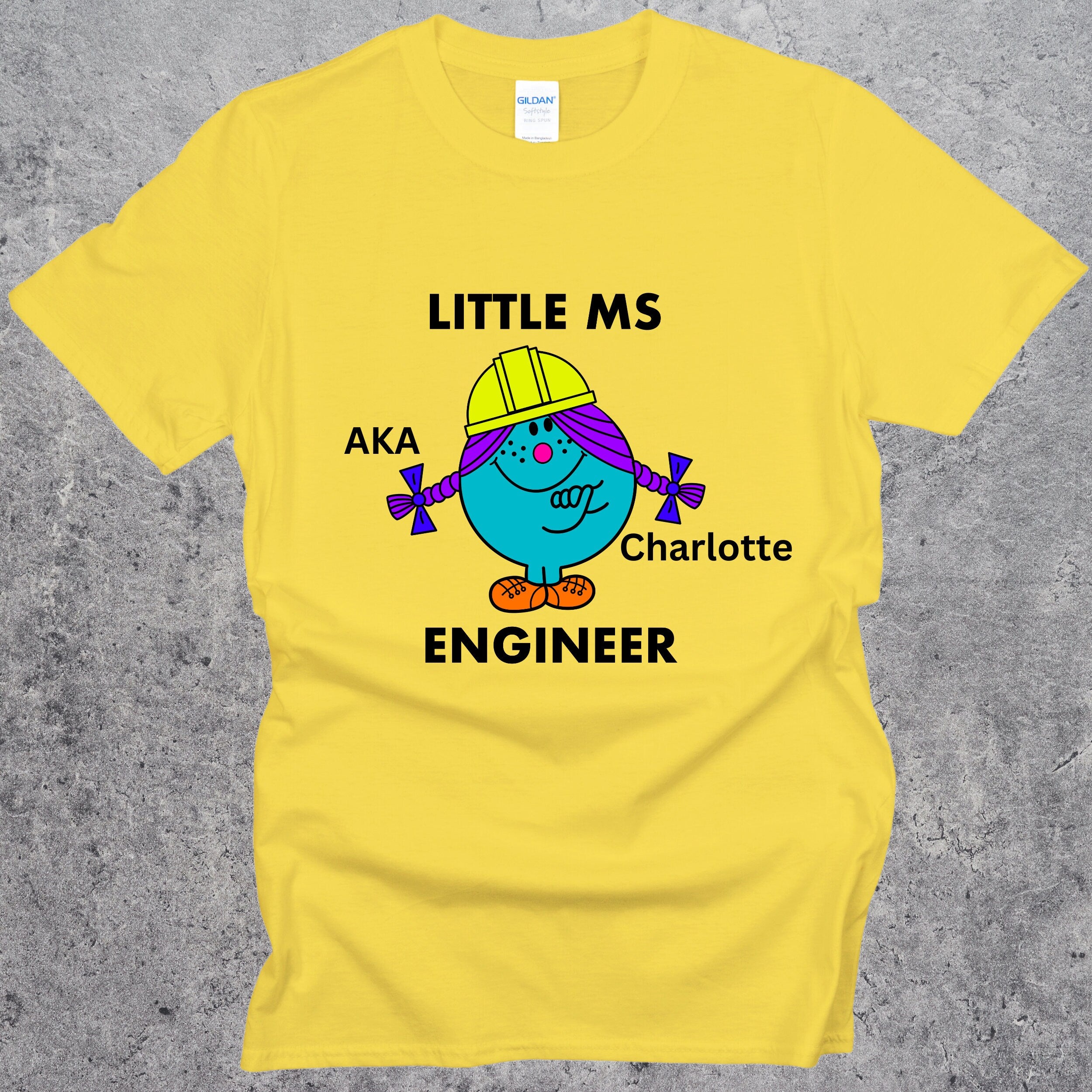 Personalised Ms Engineer T-shirt. Relaxed fit Women in Engineering Top Daisy