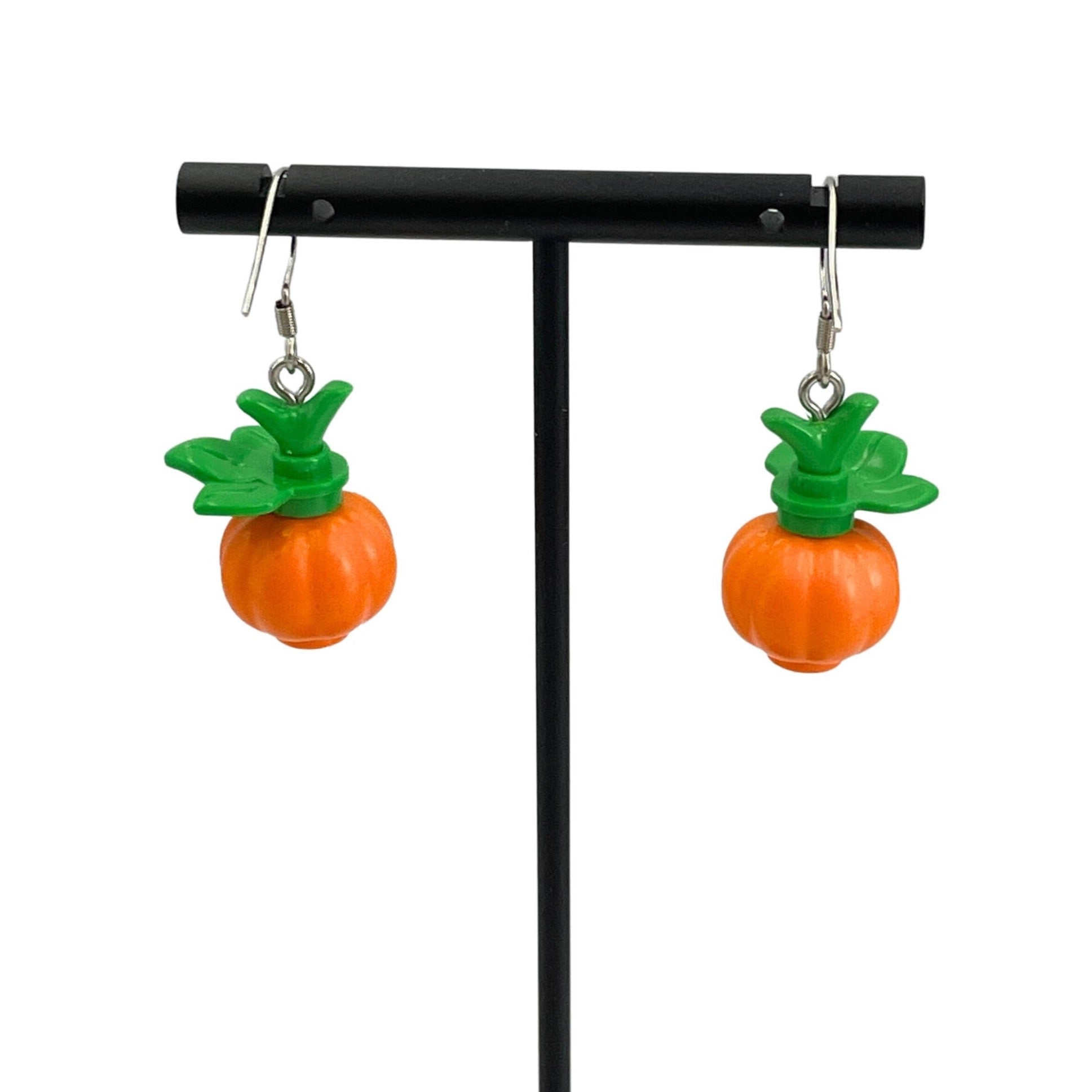 Spooky Pumpkin Earrings made with upcycled LEGO®