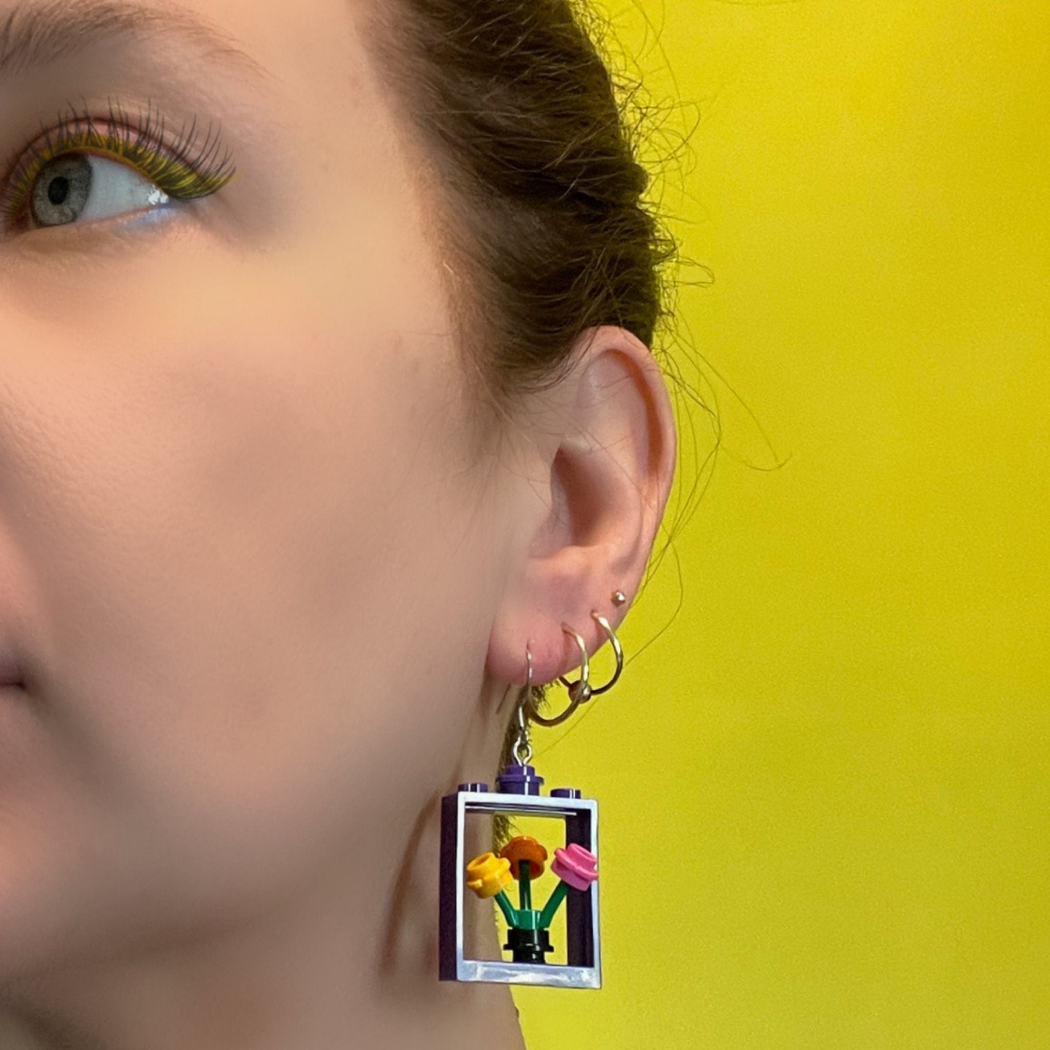 Window Flower box Statement Earrings made with upcycled LEGO®