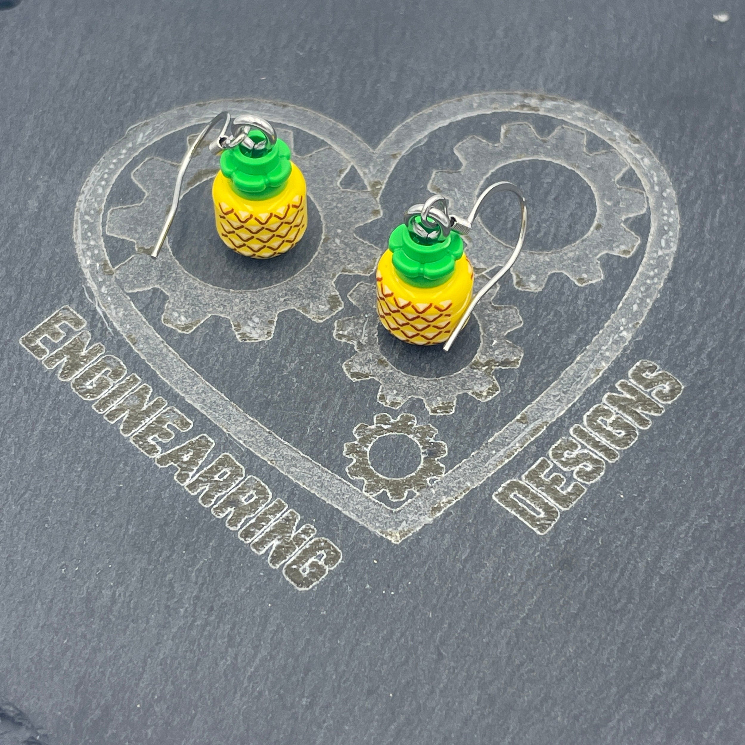 Pineapple Earrings made with upcycled LEGO®