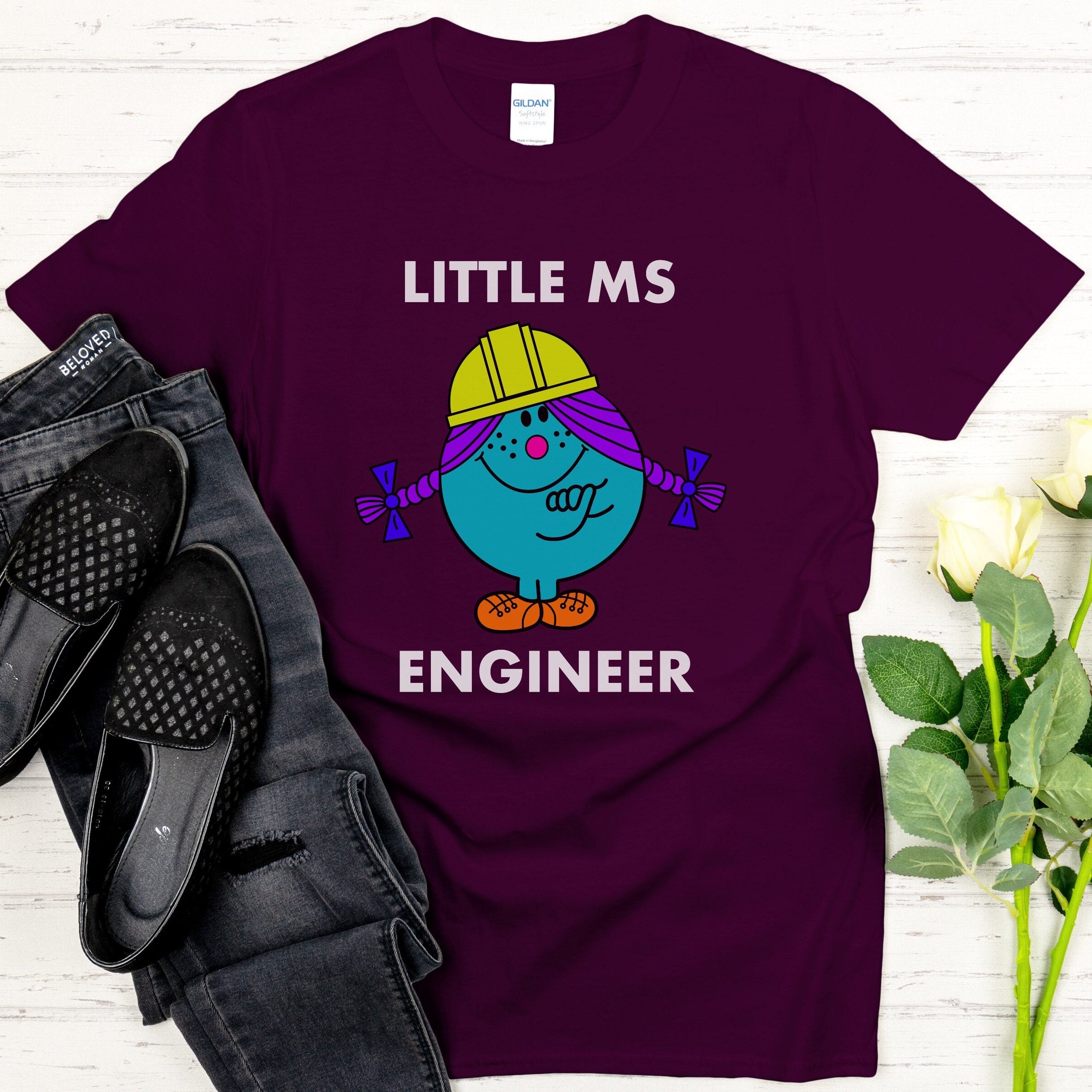 Ms Engineer T-shirt. Relaxed fit Women in Engineering Top Maroon