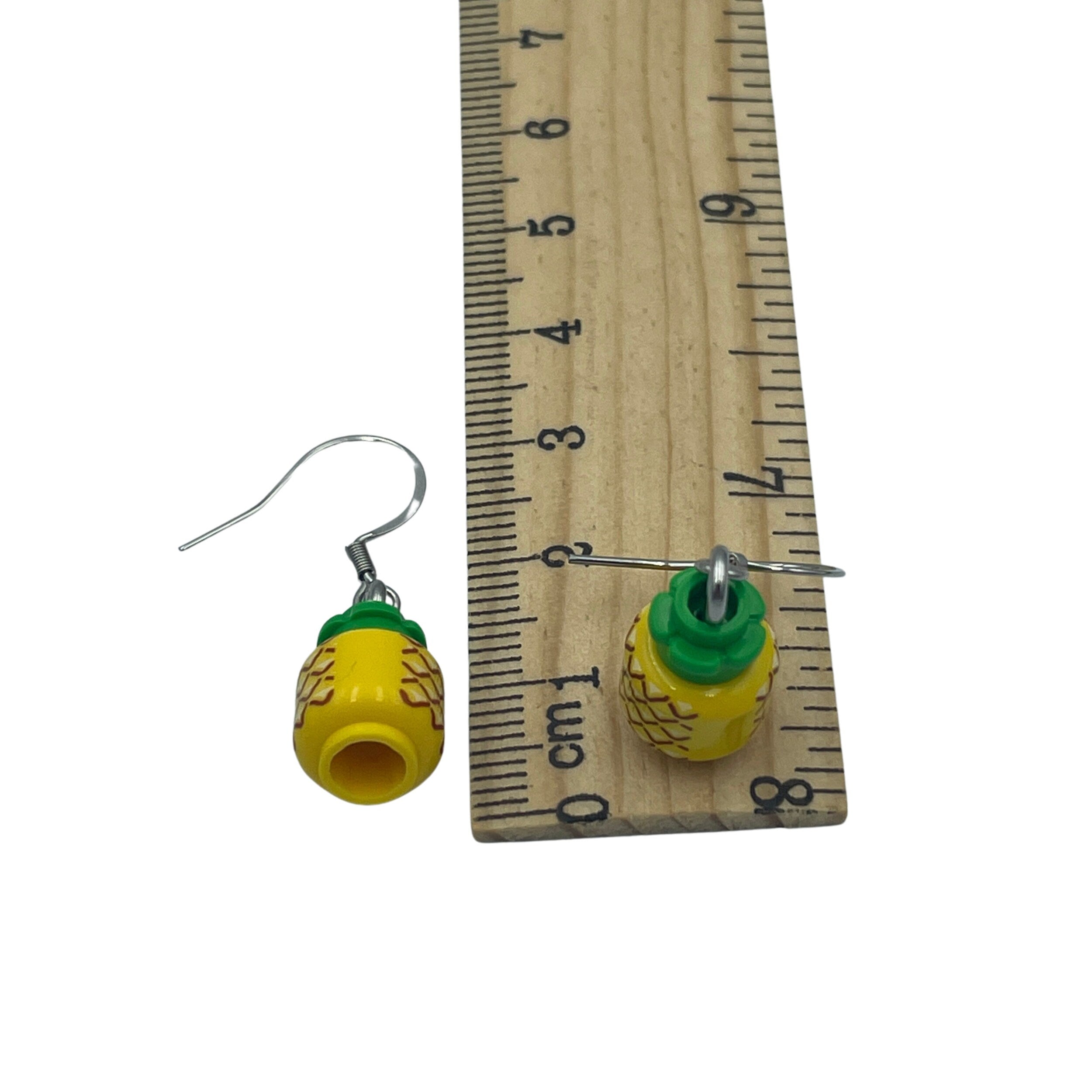 Pineapple Earrings made with upcycled LEGO®