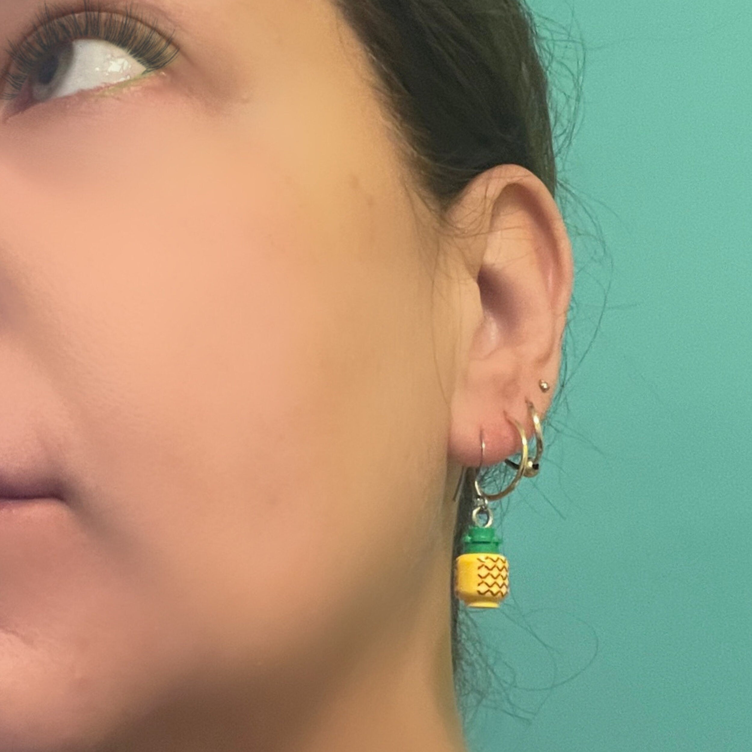 Pineapple Earrings made with upcycled LEGO®