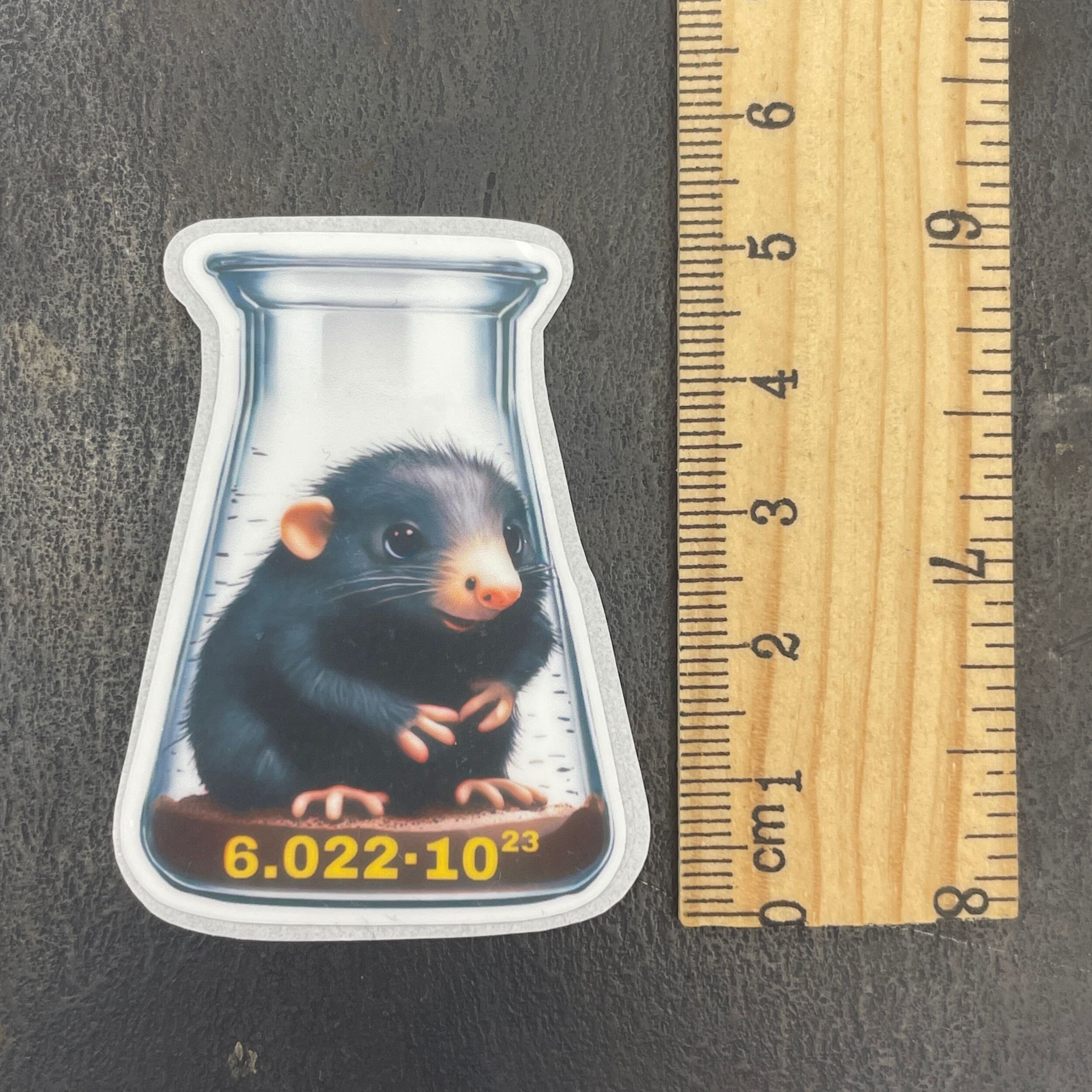 Adorable Mole in a Beaker with Avogadro's Constant Chemistry Vinyl Sticker