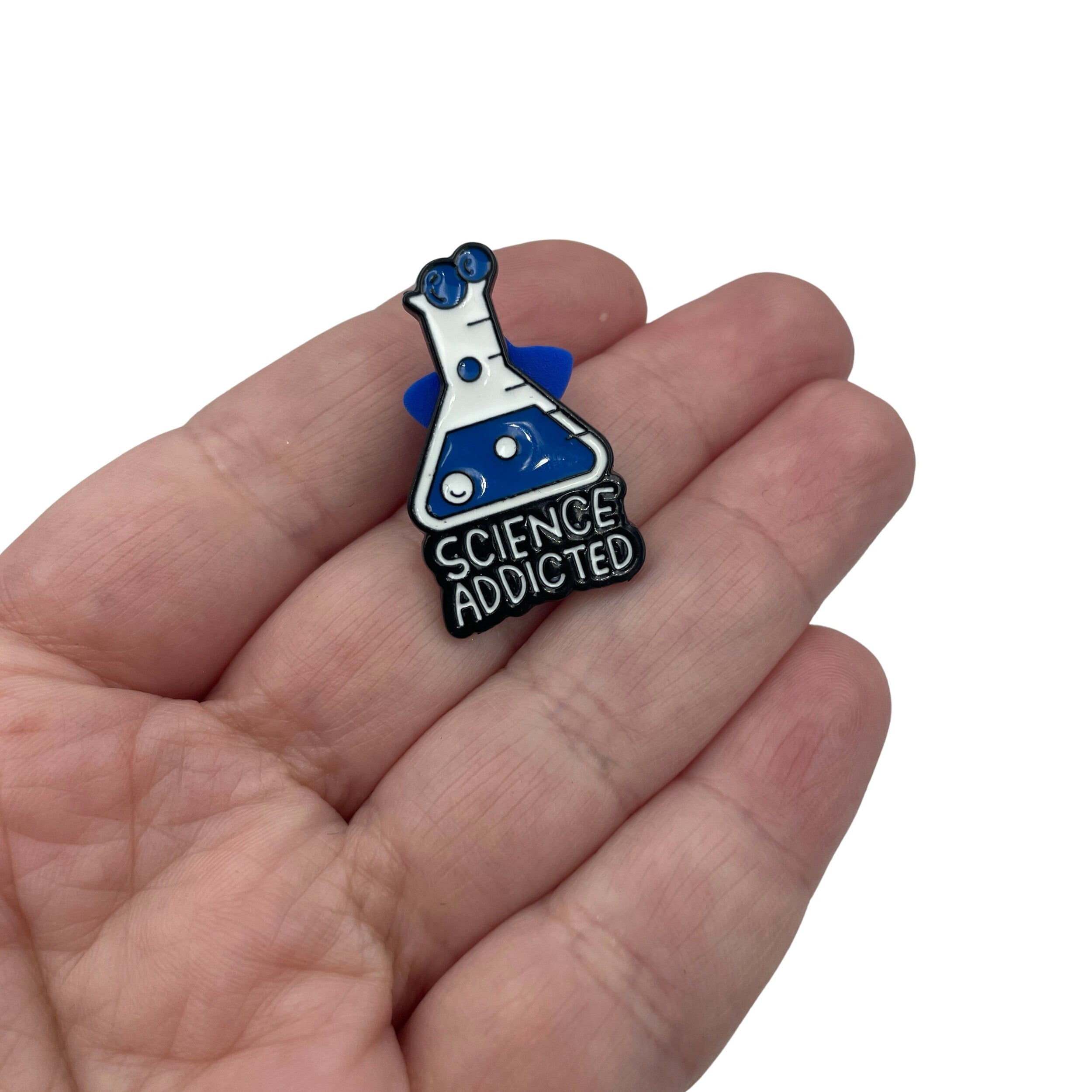 Blue Science Addicted Enamel Pin Badge