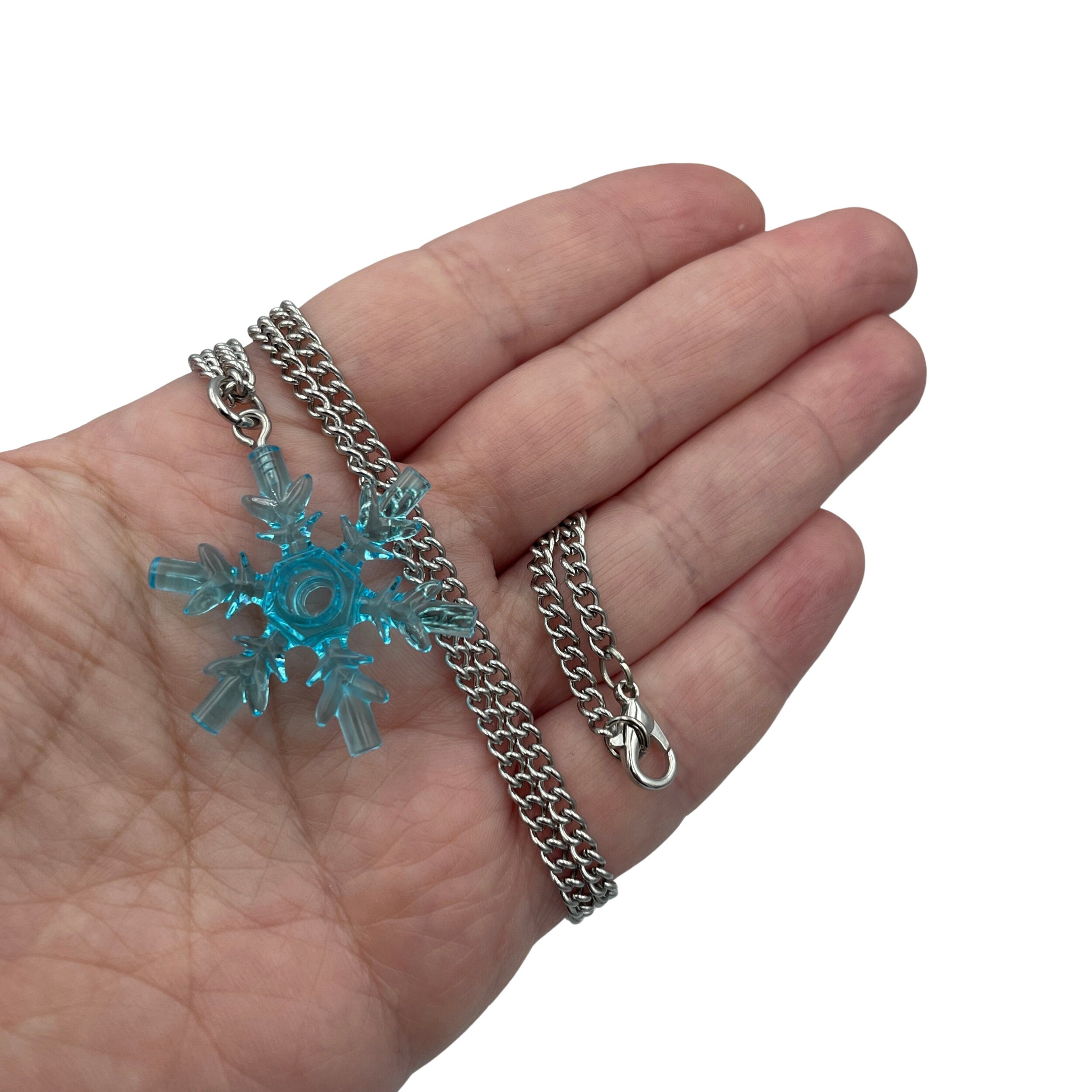 Snowflake necklace made with upcycled LEGO® on Curb Chain