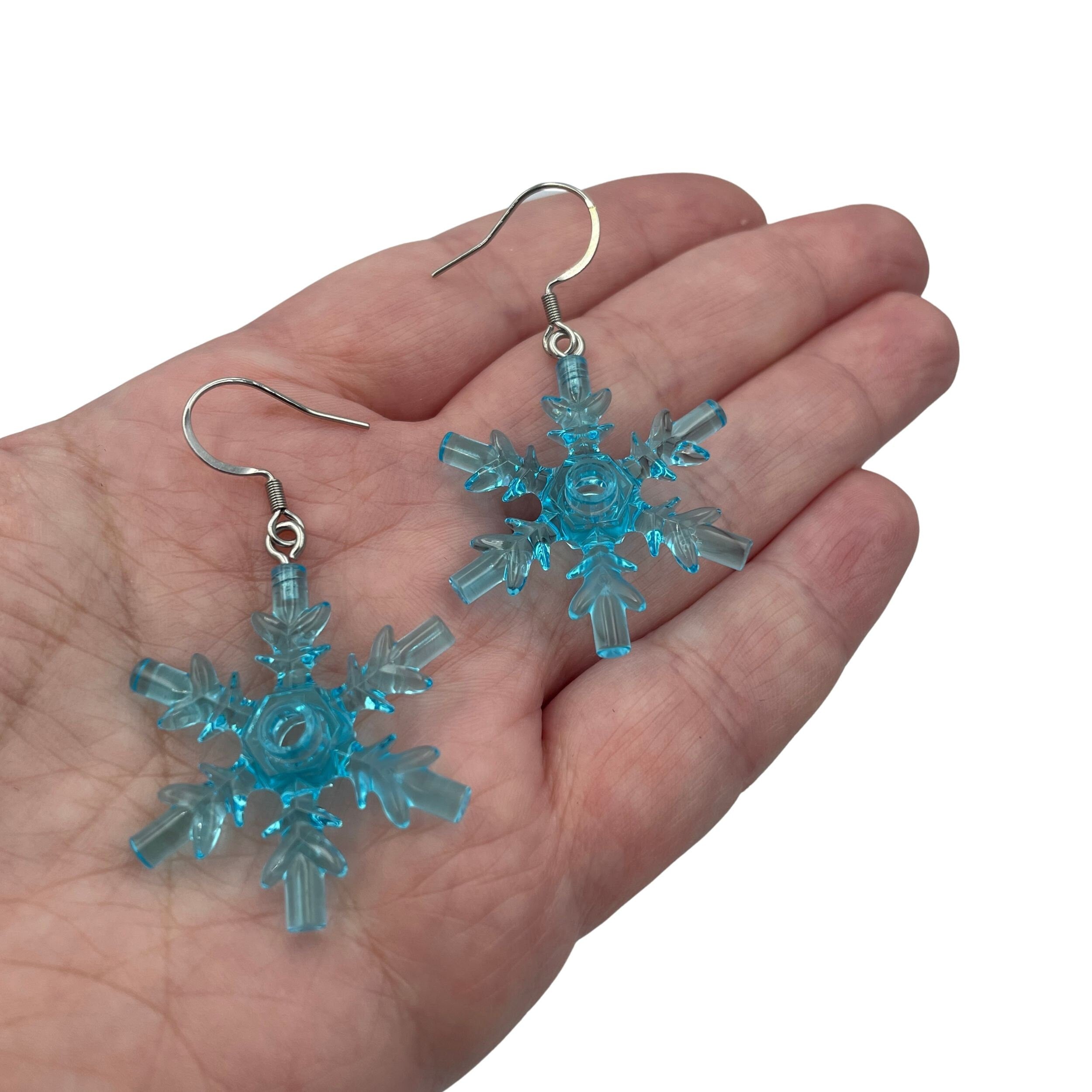 Snowflake Earrings made with upcycled LEGO®