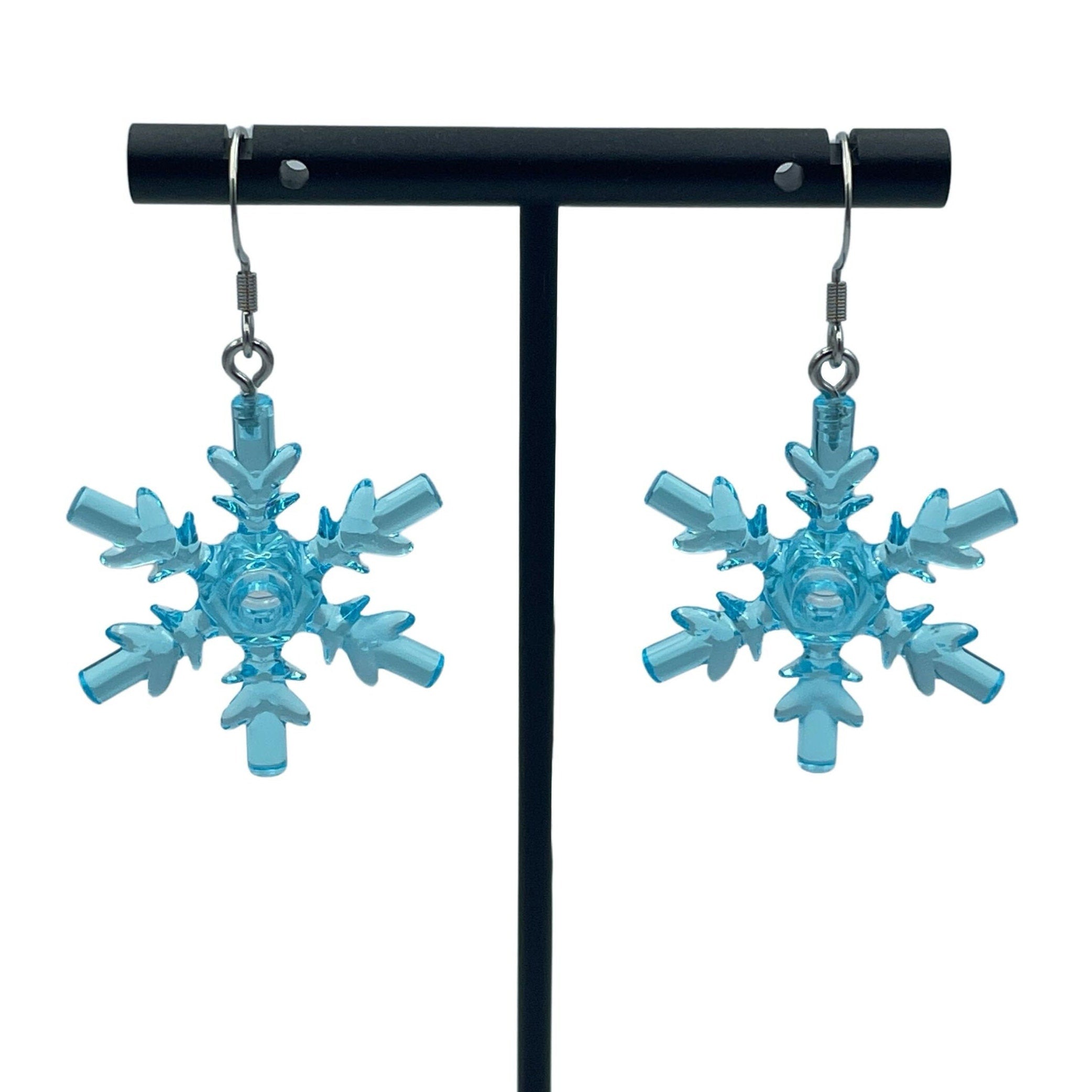 Snowflake Earrings made with upcycled LEGO®