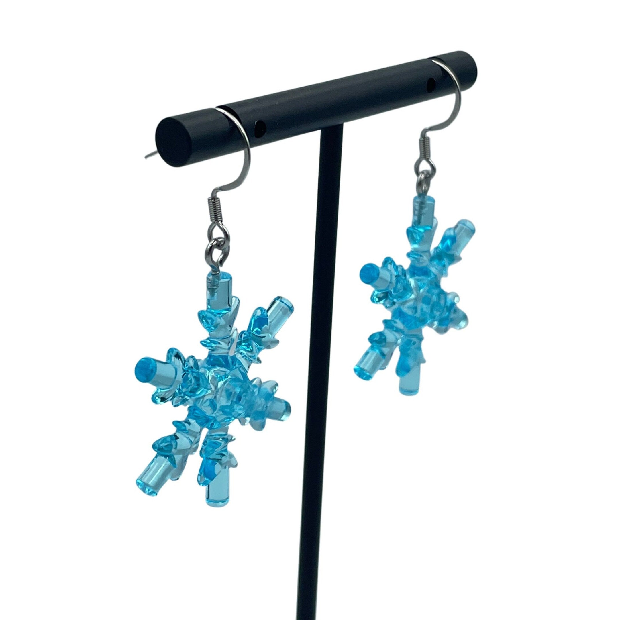 Snowflake Earrings made with upcycled LEGO®