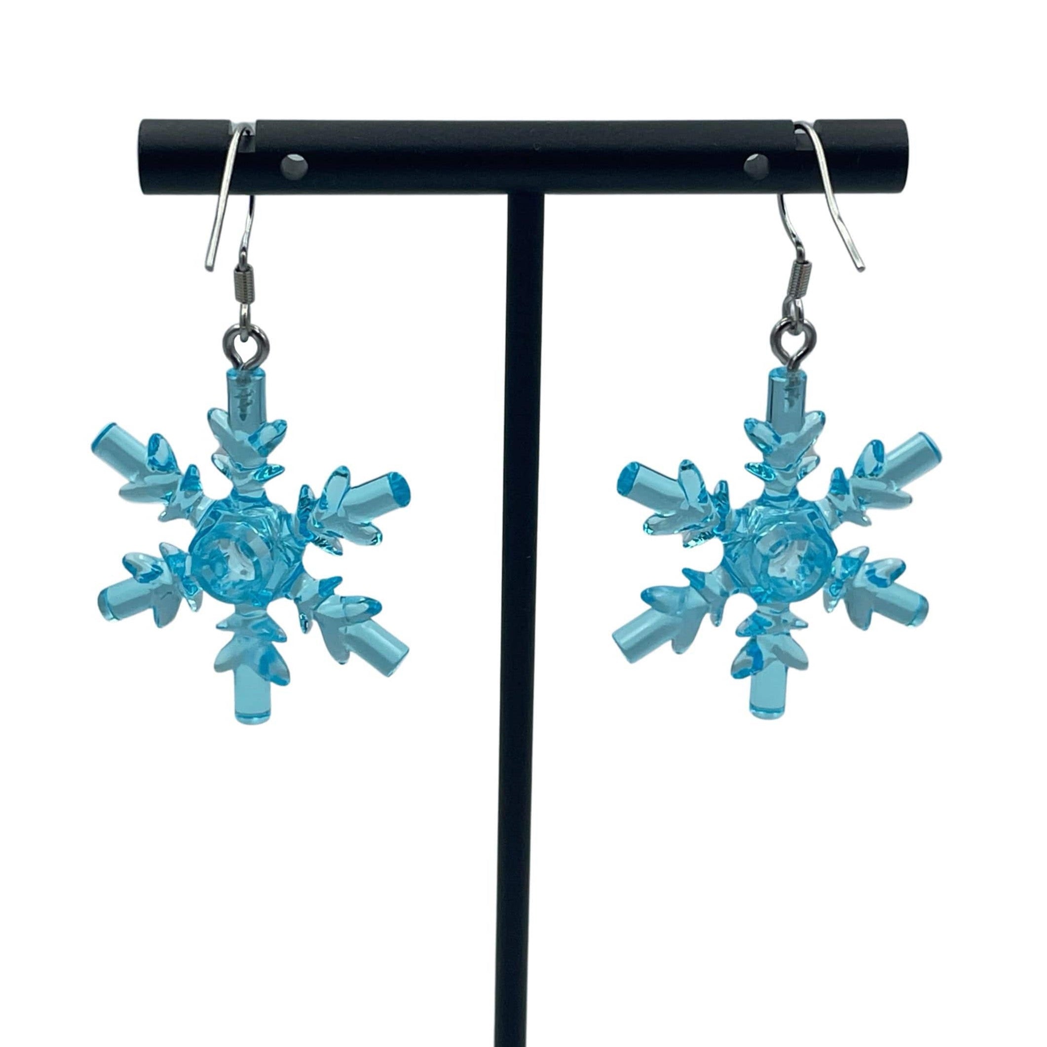 Snowflake Earrings made with upcycled LEGO®