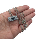 Grey Boombox Pendant on Silver Chain Necklace made with upcycled LEGO®