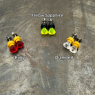 Precious Jewel Stud Earrings made with upcycled LEGO®. Plastic 'Diamond', 'Sapphire' or 'Ruby' for that perfect someone