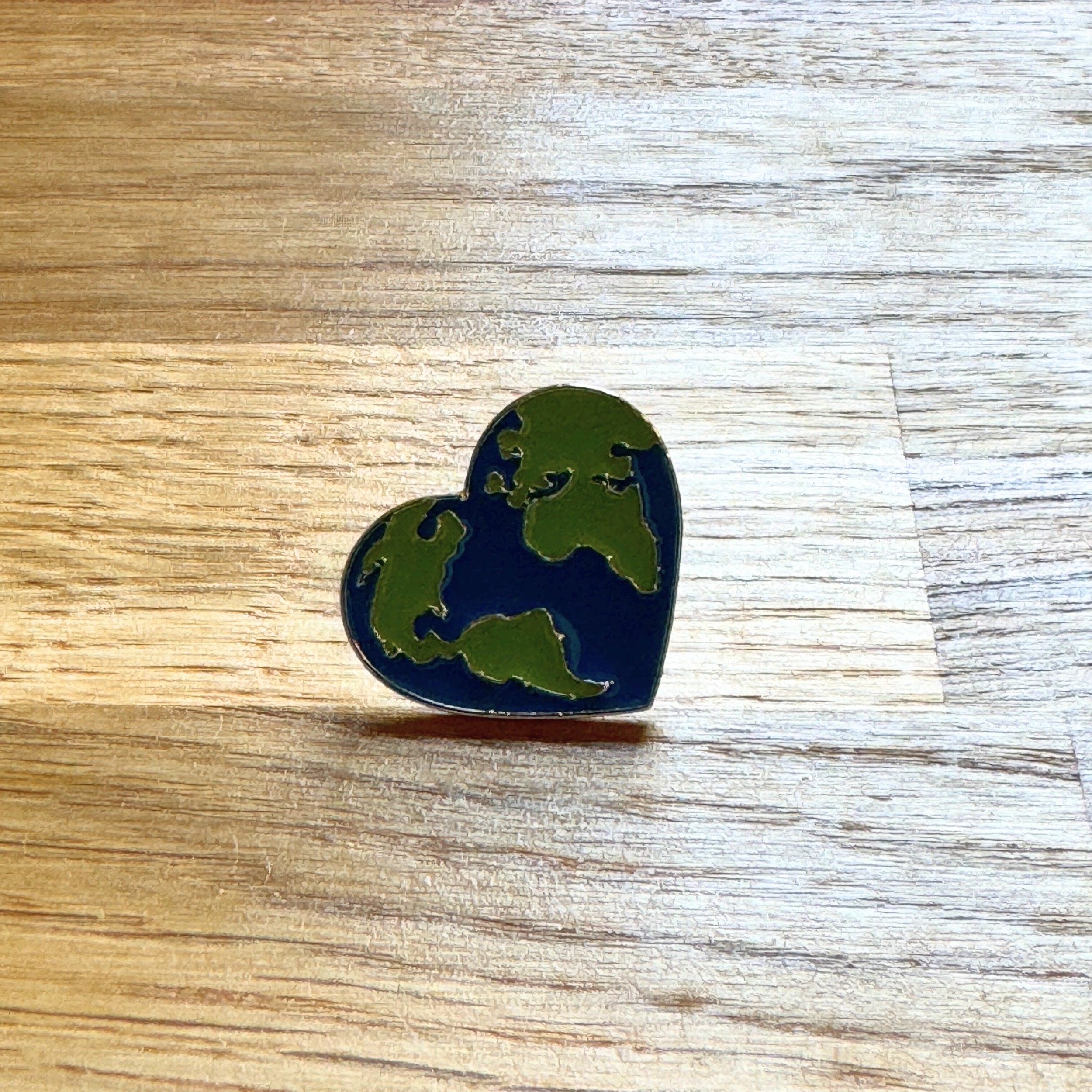 Heart Earth Enamel Pin Badge. Environmental Sustainability Kawaii Pin