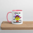 Personalised Woman Ms Technology Mug with Colour Handle. Customise with Name Tech Gift Pink