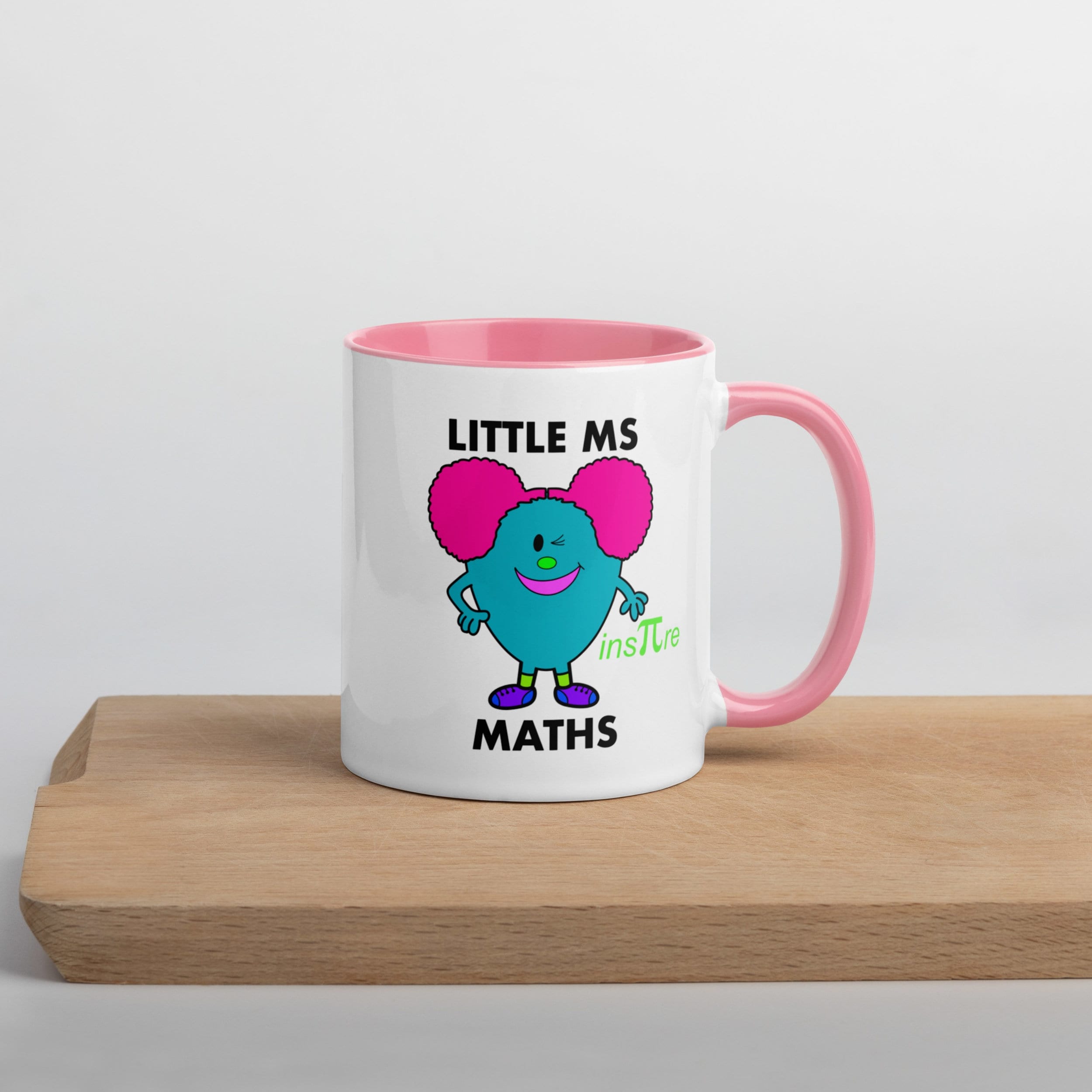 Personalised Woman Ms Maths Mug with Colour Handle. Customise with Name Mathematics Gift