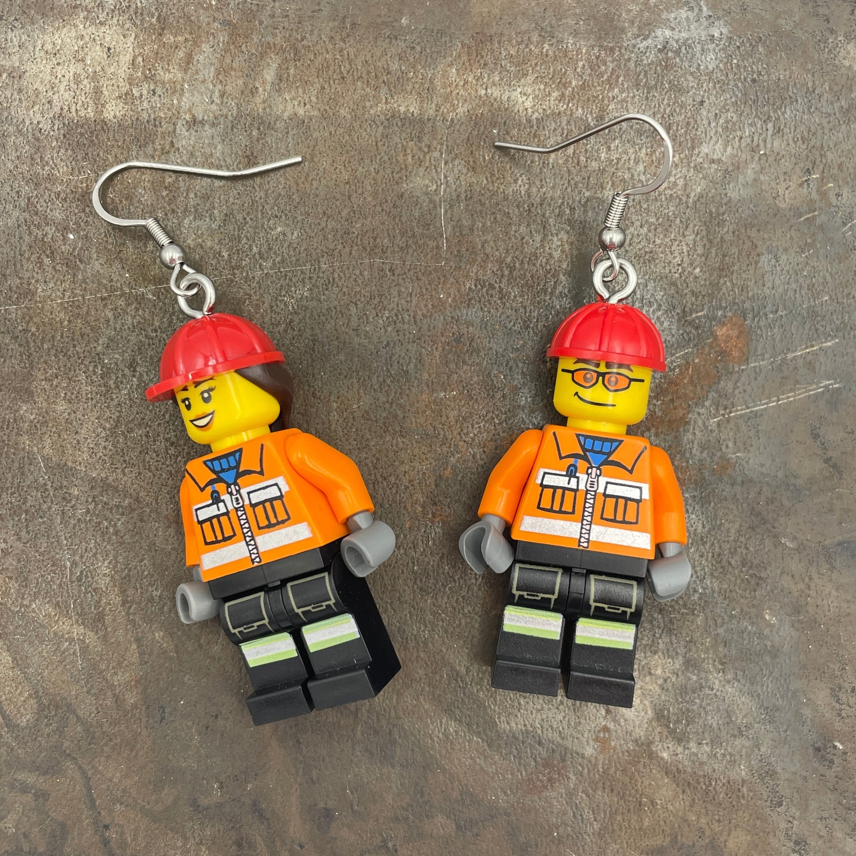 Engineer Earrings made with upcycled LEGO®. Perfect for Woman in Engineering