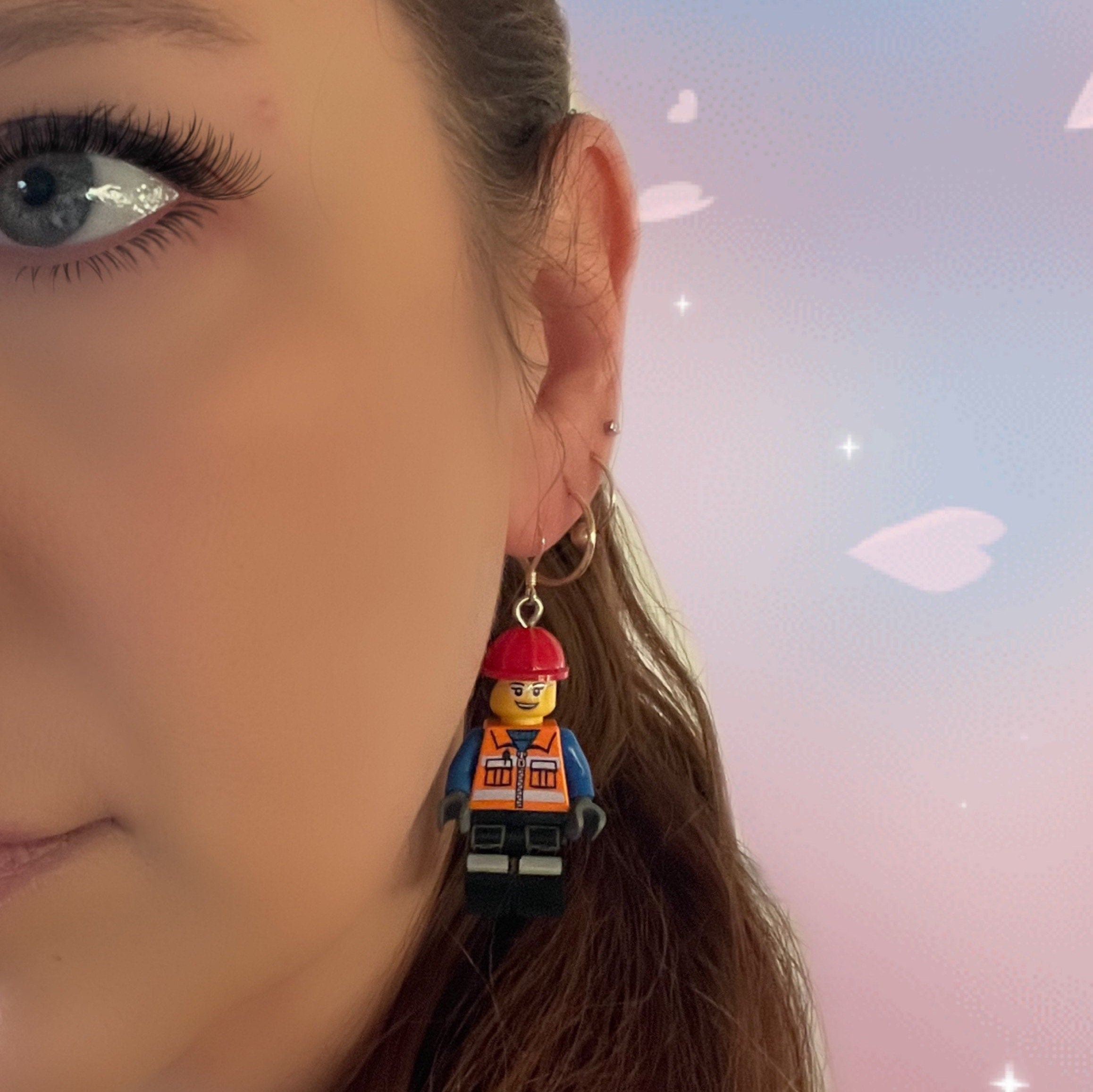 Engineer Earrings made with upcycled LEGO®. Perfect for Woman in Engineering