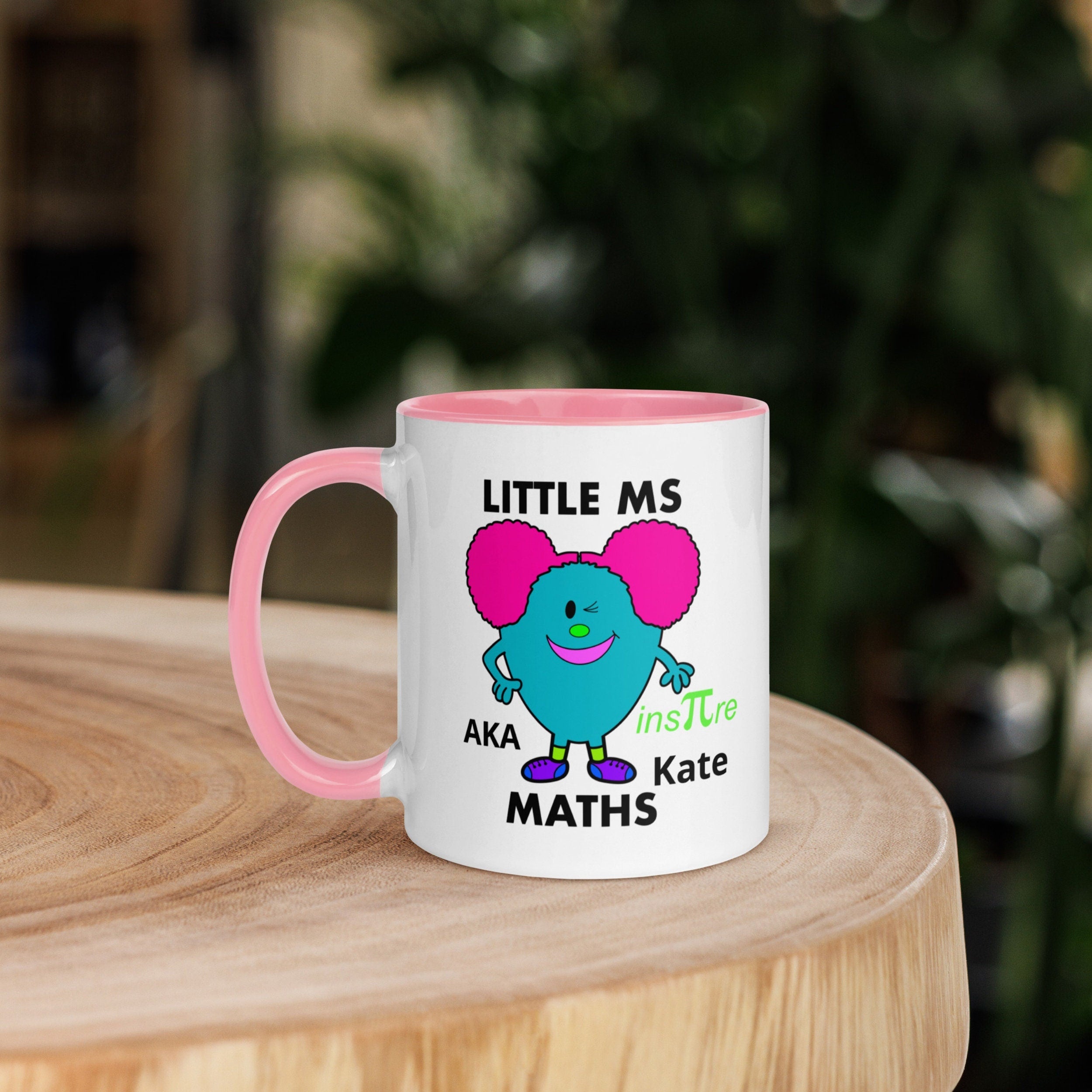 Personalised Woman Ms Maths Mug with Colour Handle. Customise with Name Mathematics Gift