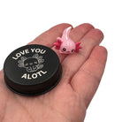 Personalised Axolotl Pocket Pal. Custom Marine Animal Buddy in a Tin. I love you alotl mini tin pet. Laser engraved small pal.