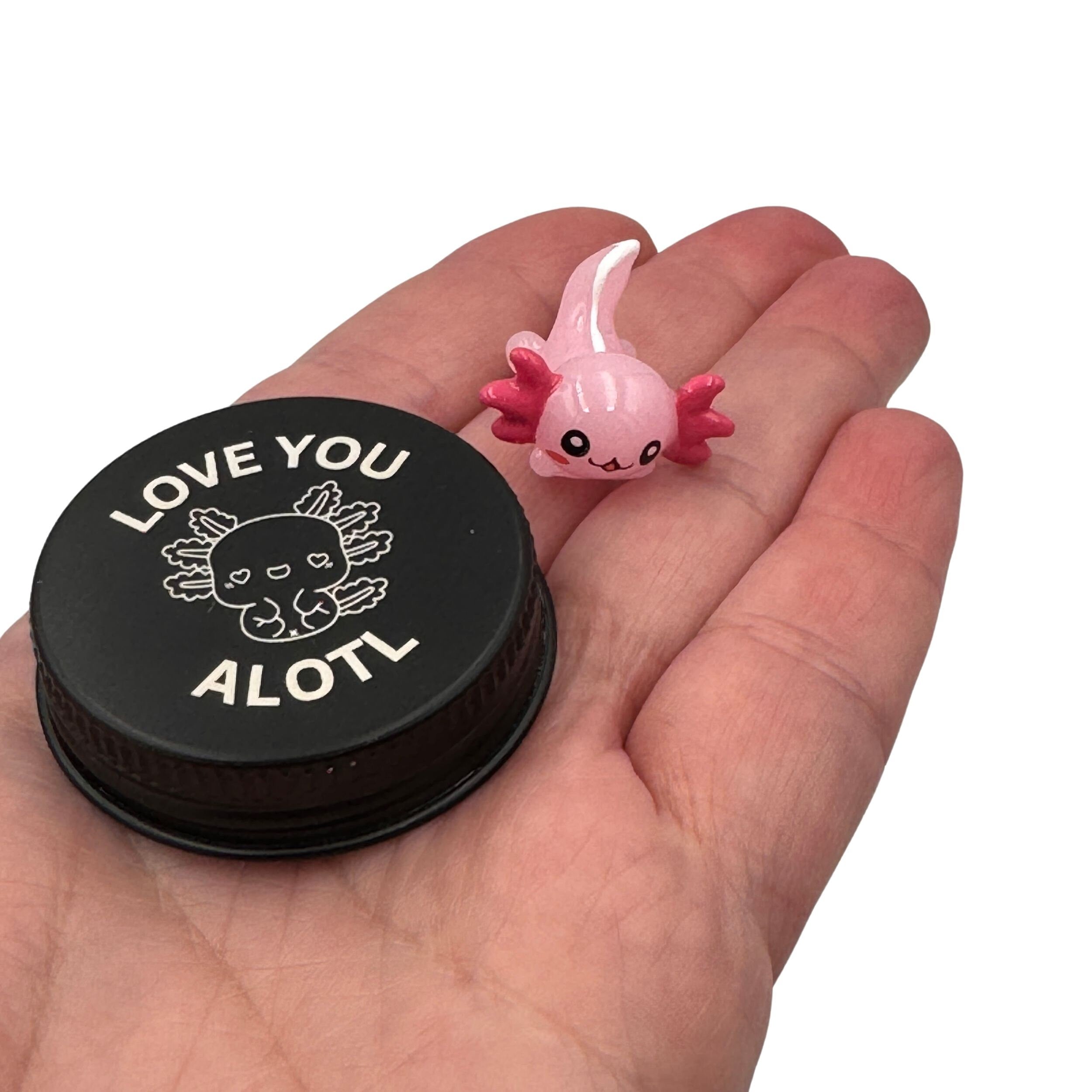 Personalised Axolotl Pocket Pal. Custom Marine Animal Buddy in a Tin. I love you alotl mini tin pet. Laser engraved small pal.