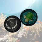 Personalised Turtle Pocket Pal. Custom Marine Animal Buddy in a Tin. You are Turtely Awesome mini tin pet. Laser engraved small pal.