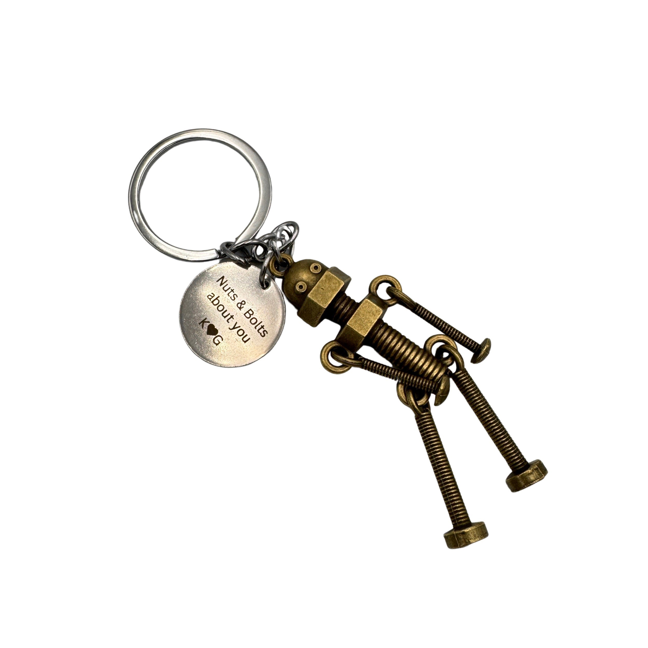 Personalised Robot Keyring. Includes custom personalisation. STEM, Engineer or Science gift. Bronze