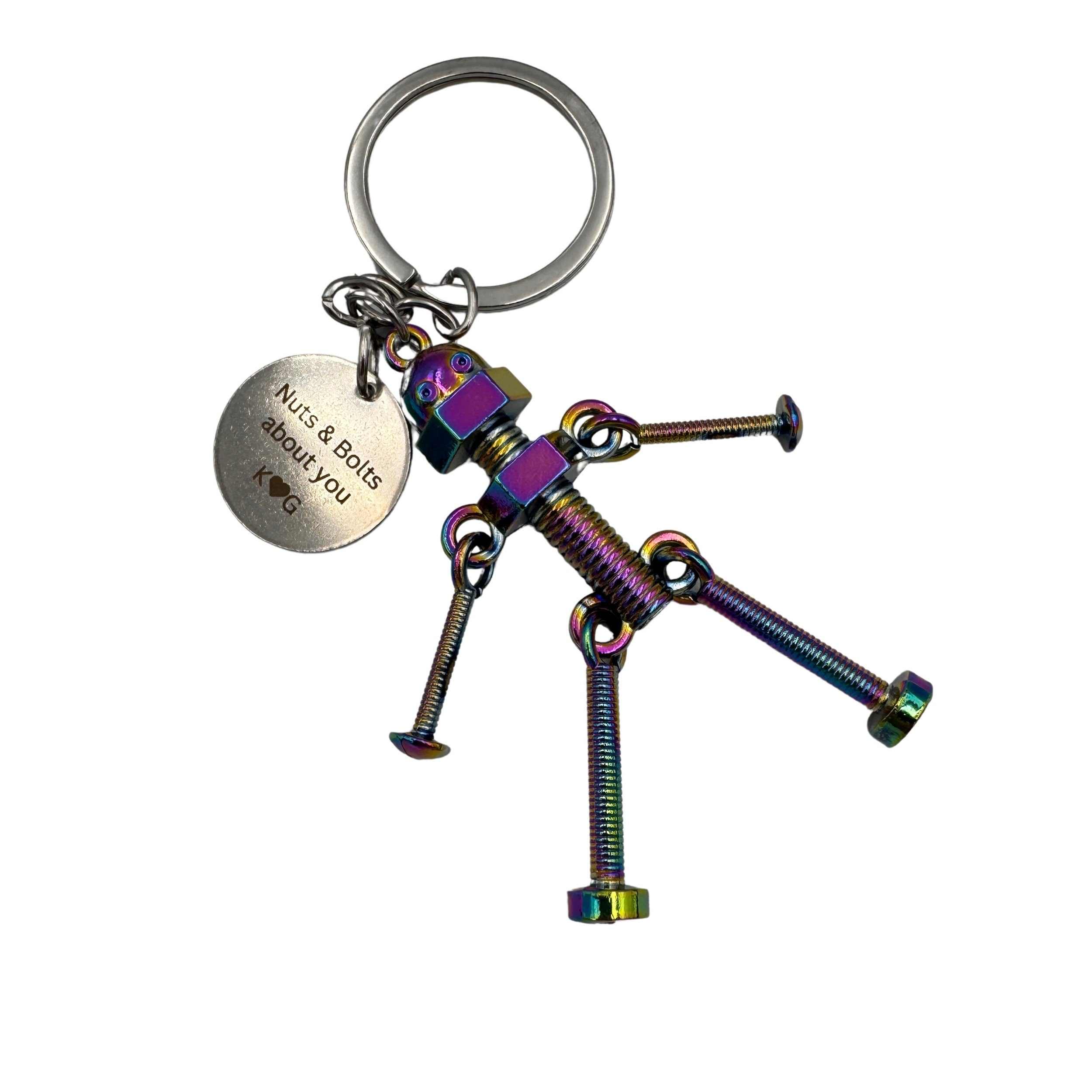 Personalised Robot Keyring. Includes custom personalisation. STEM, Engineer or Science gift. Rainbow