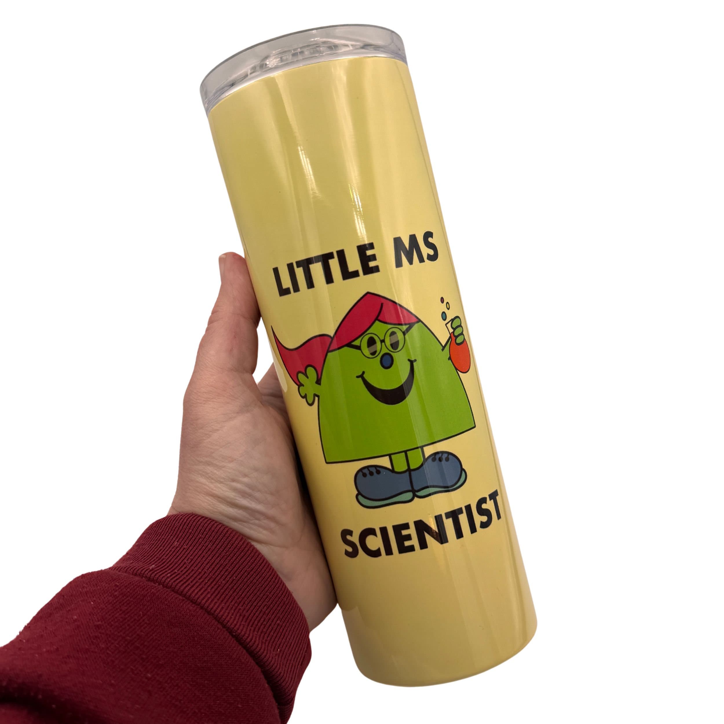 Personalised Ms Scientist Yellow Tumbler. Funny Geeky STEM Unique Scientist Gift. Science Home Office Accessories.