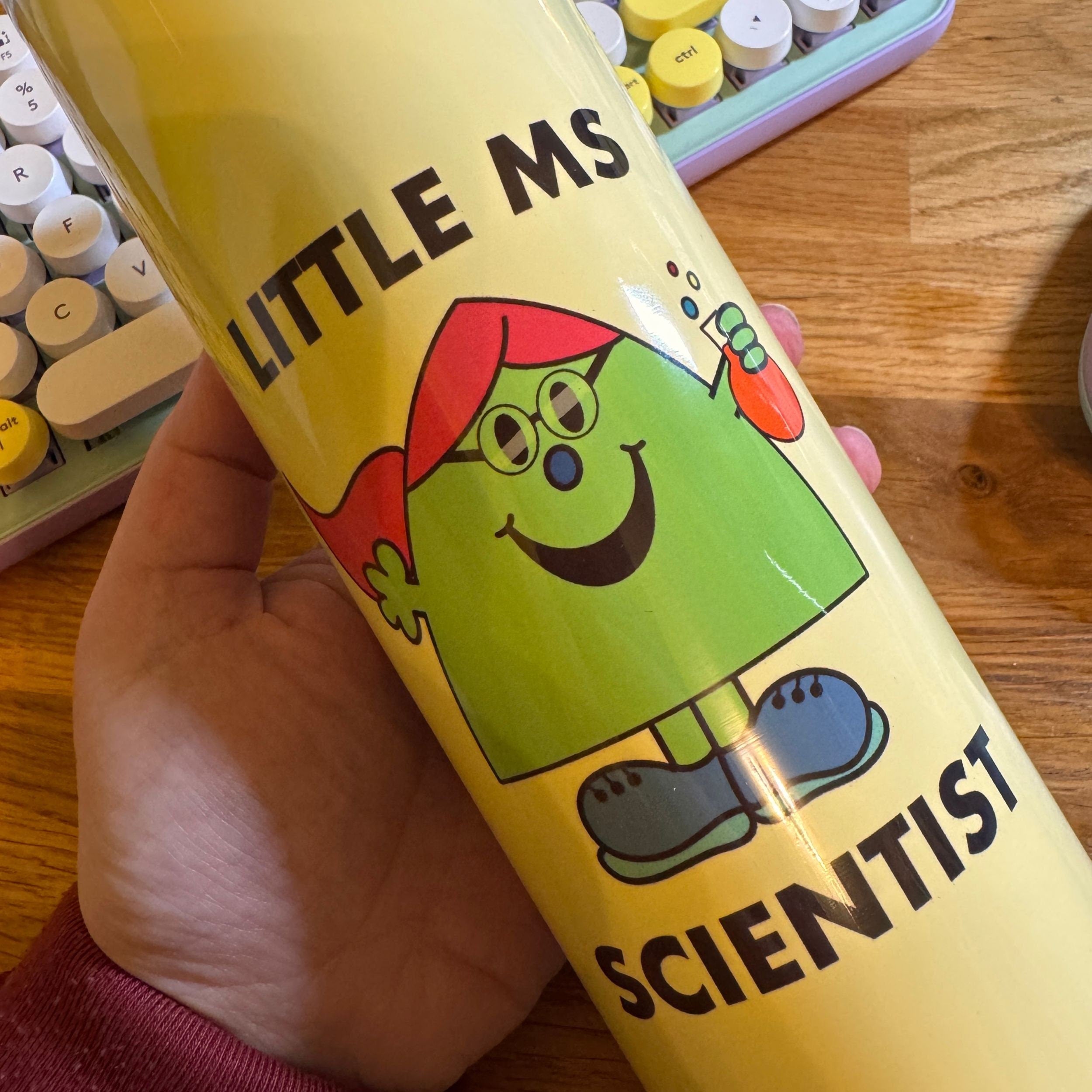 Personalised Ms Scientist Yellow Tumbler. Funny Geeky STEM Unique Scientist Gift. Science Home Office Accessories.