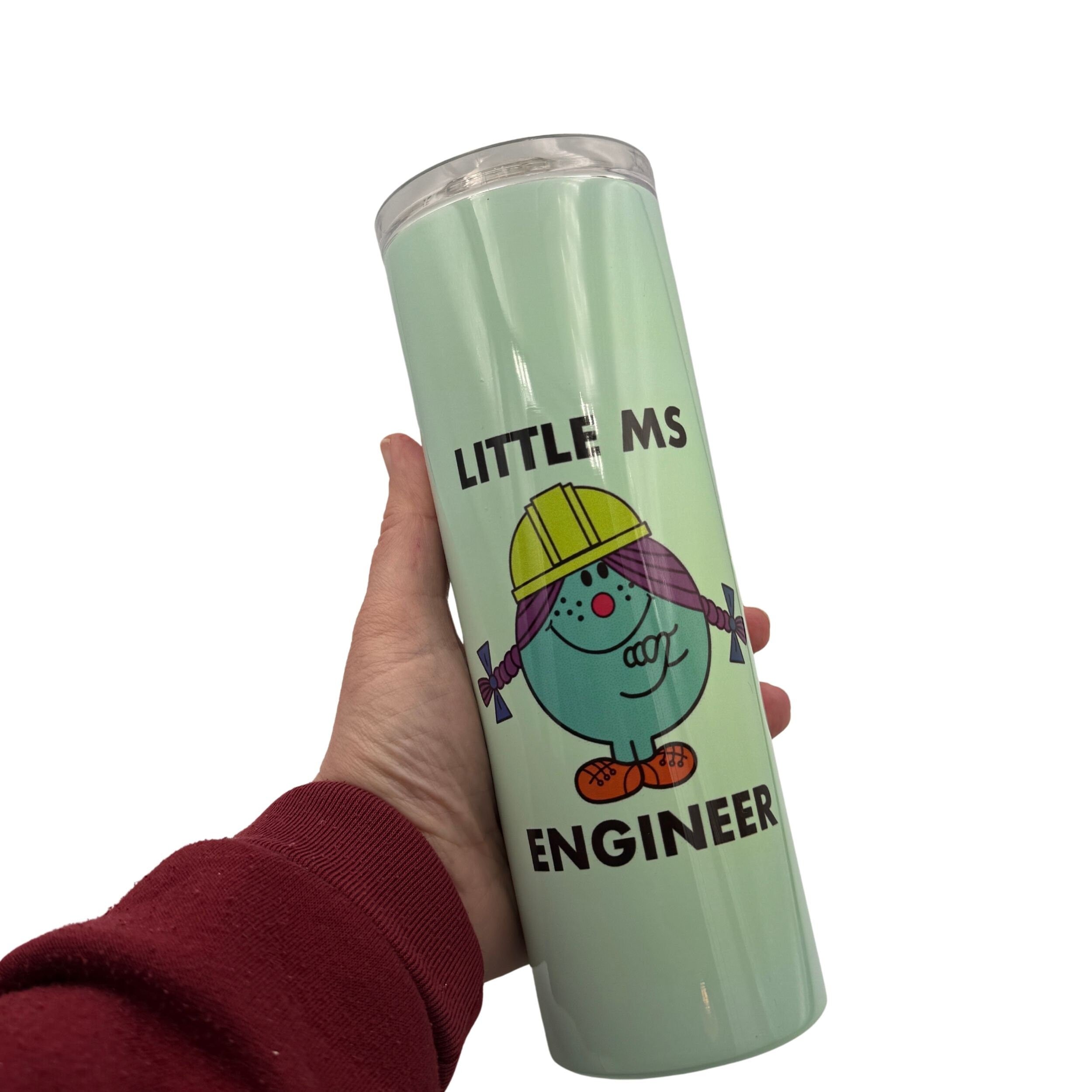 Personalised Ms Engineer Light Mint Tumbler. Funny Geeky STEM Unique Engineering Gift. Science Home Office Accessories.