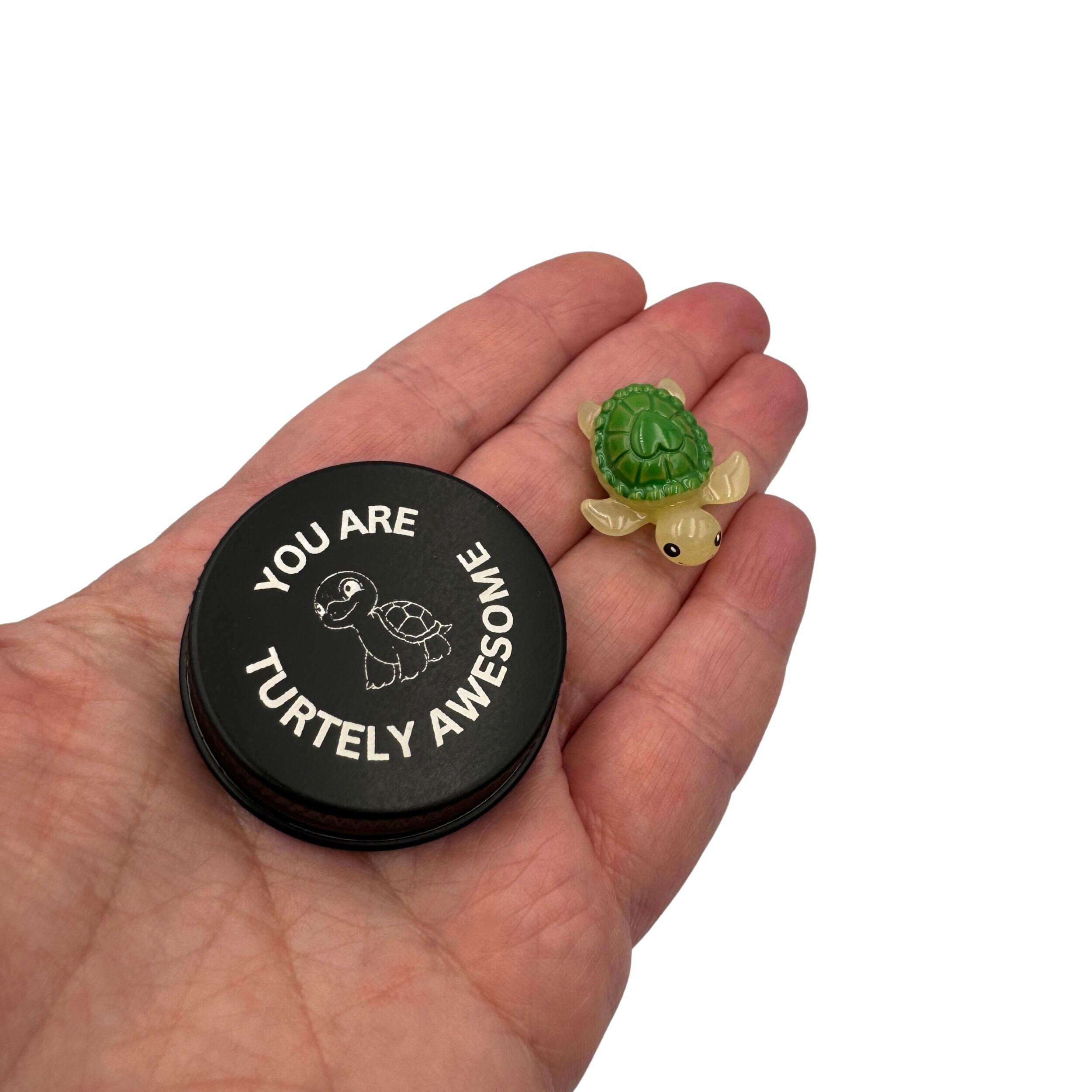 Personalised Turtle Pocket Pal. Custom Marine Animal Buddy in a Tin. You are Turtely Awesome mini tin pet. Laser engraved small pal.