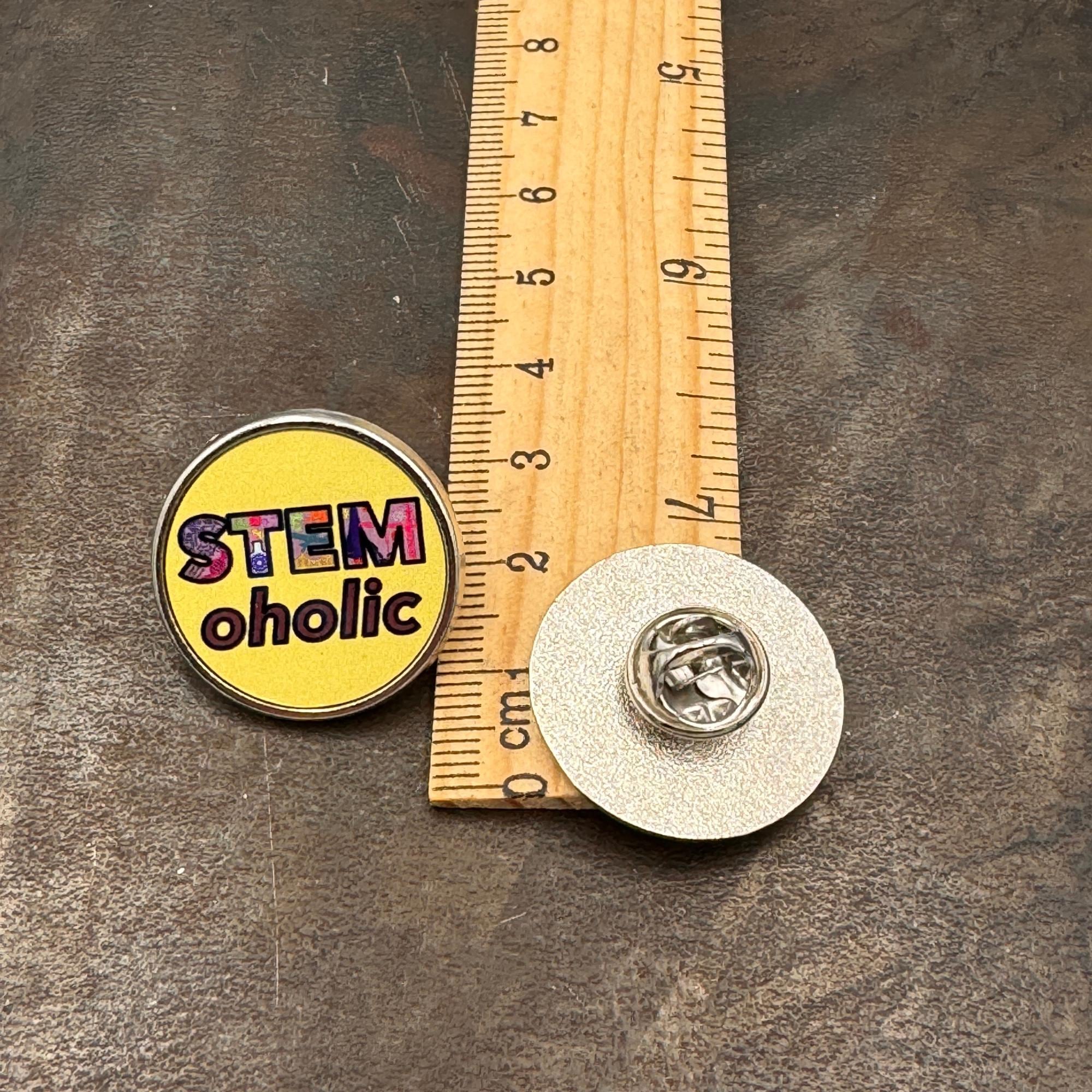 STEMoholic Pin. Science, Tech, Engineering, Maths Pin. STEM Inspiration Badges.