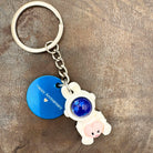 Cute Kawaii Bunny Astronaut with Heart Personalised Keyring. Customised Space Bunny Keychain