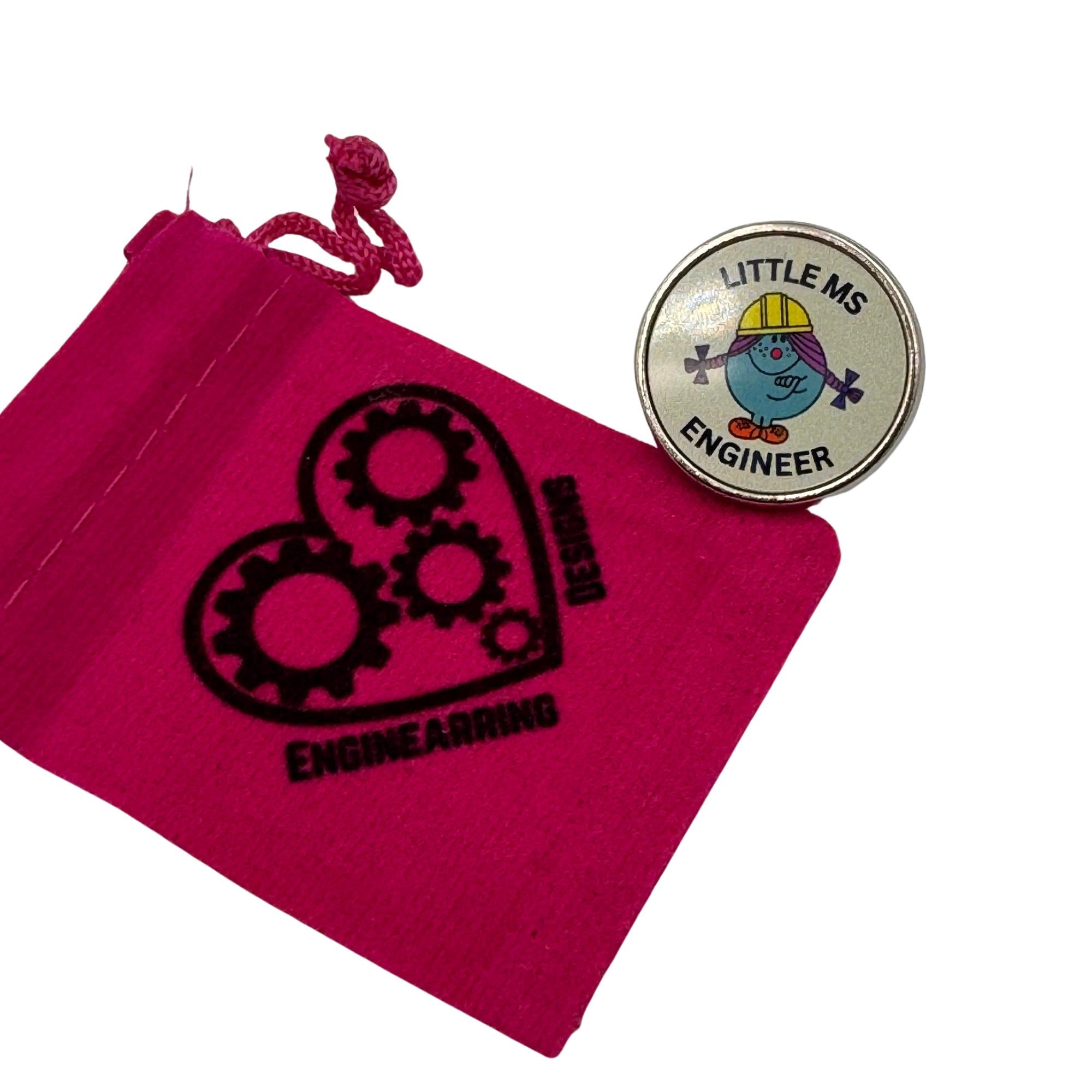 Little Ms Engineer Pin. Women and Girls in Science, Technology, Engineering, Maths. STEM Inspiration Badges.