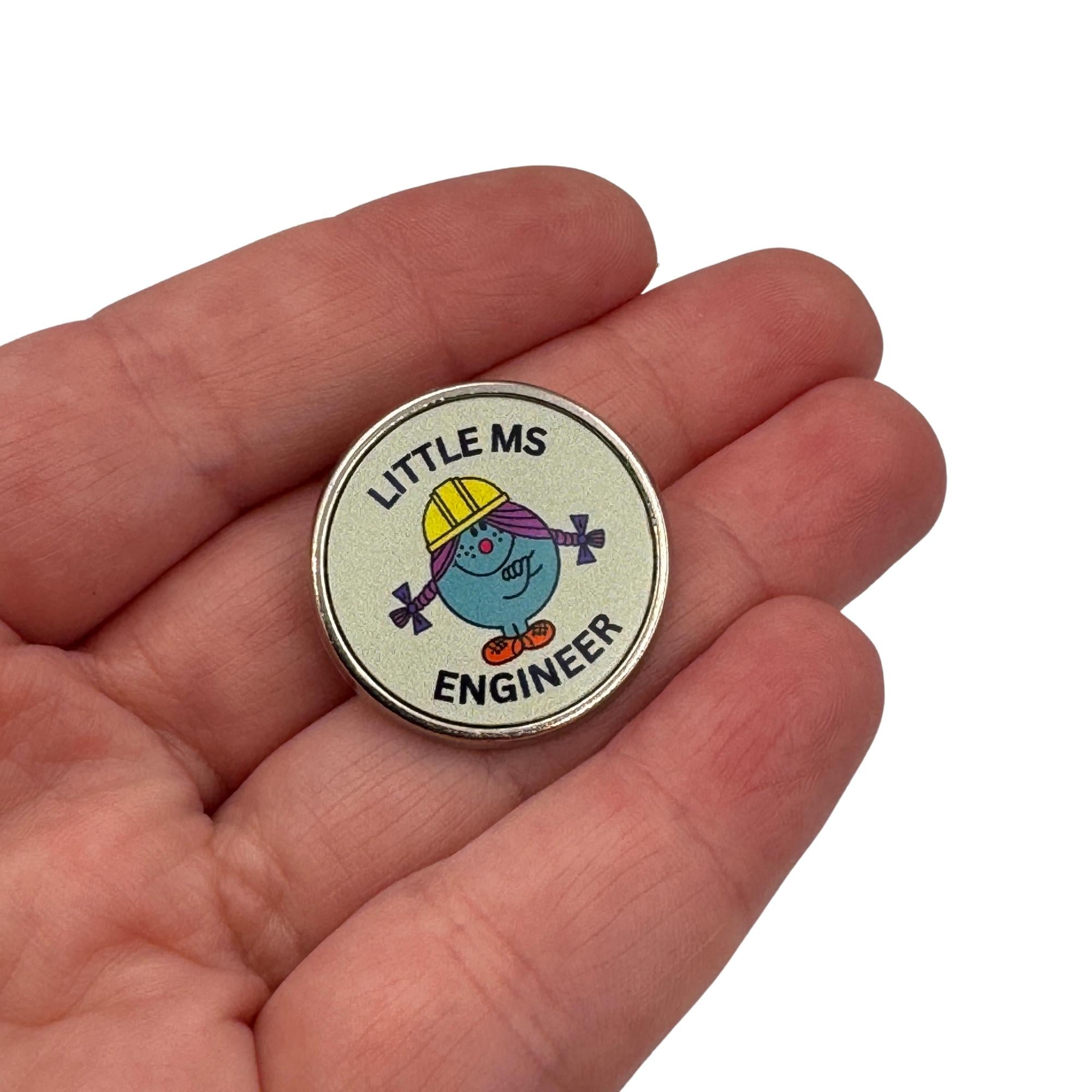 Little Ms Engineer Pin. Women and Girls in Science, Technology, Engineering, Maths. STEM Inspiration Badges.