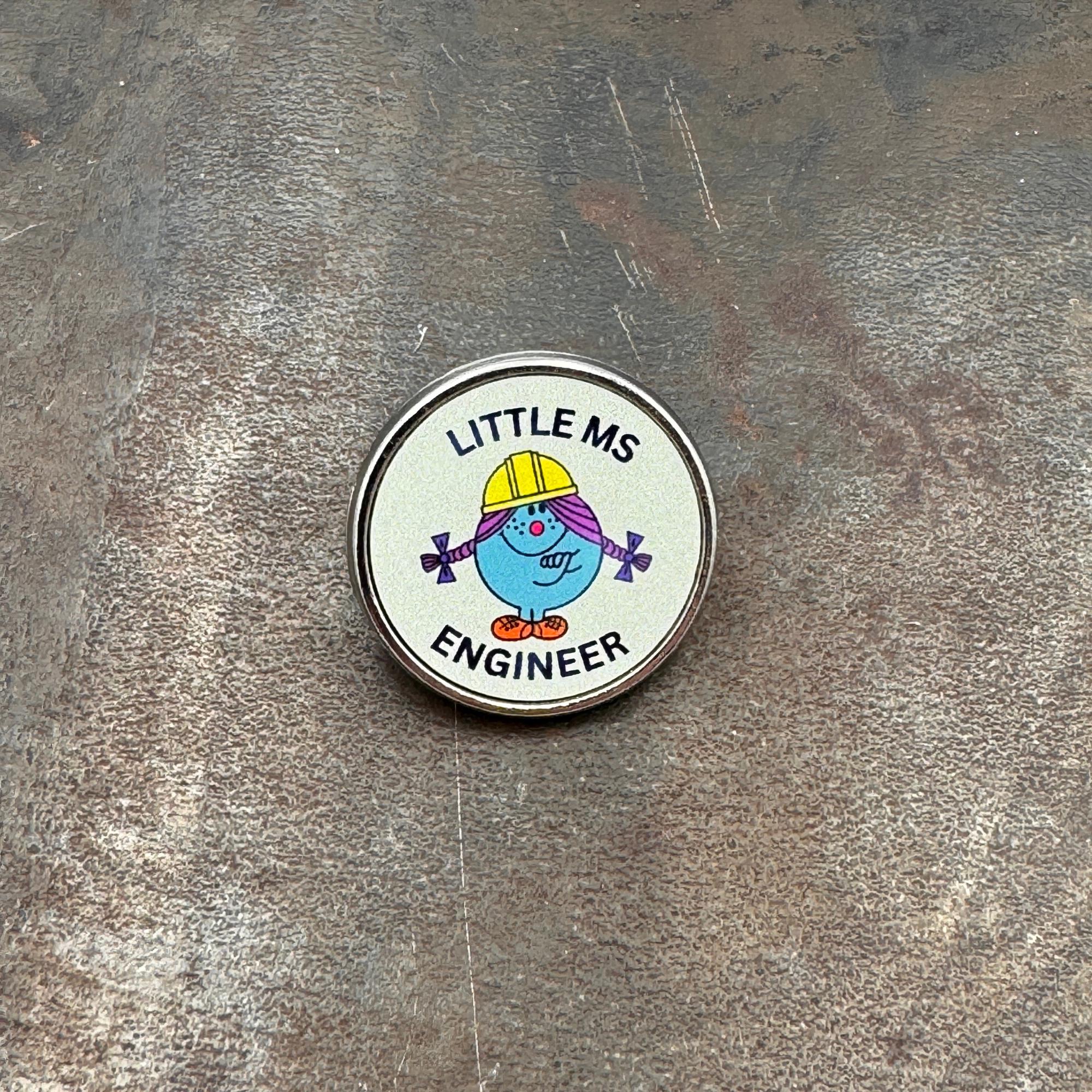 Little Ms Engineer Pin. Women and Girls in Science, Technology, Engineering, Maths. STEM Inspiration Badges.