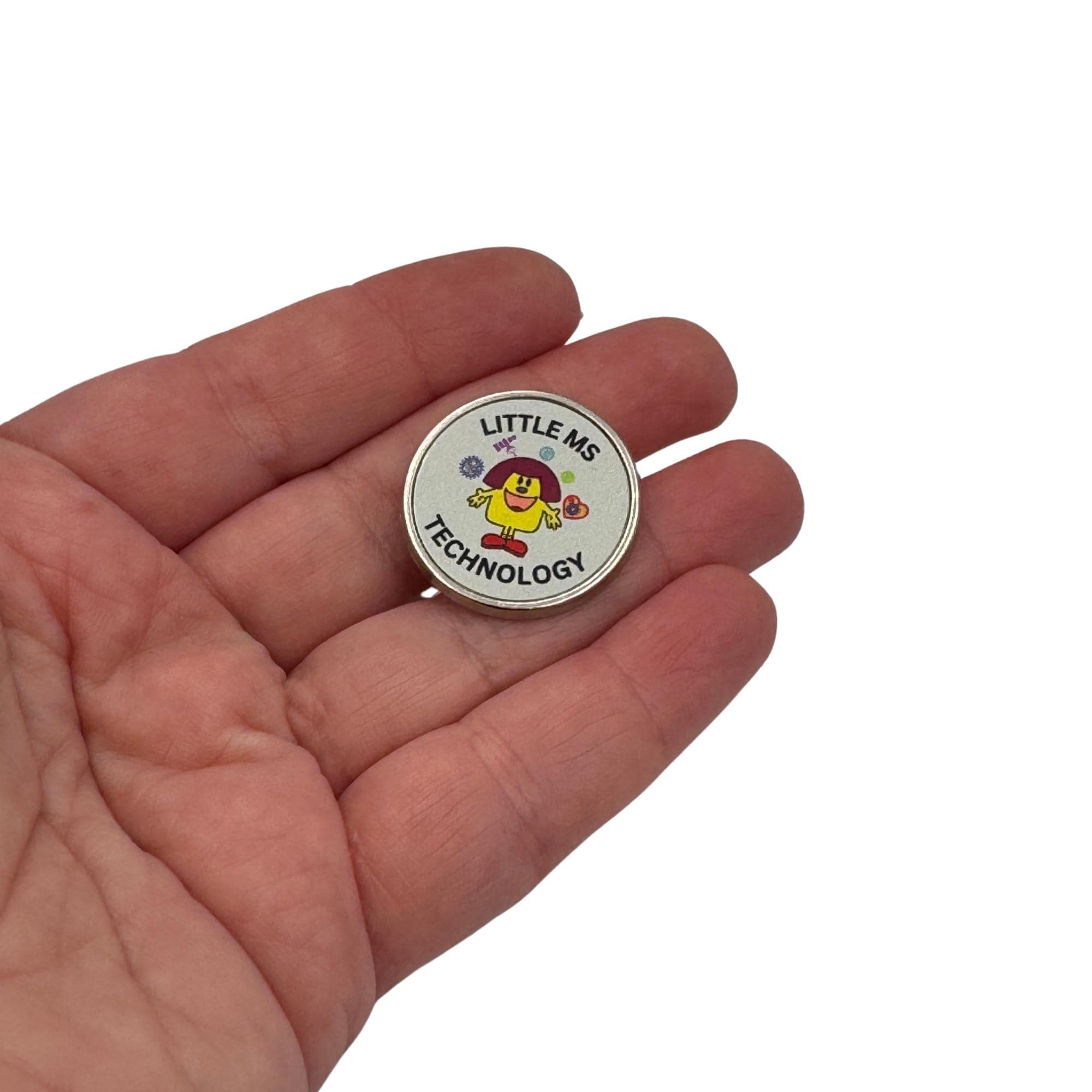 Little Ms Technology Pin. Women and Girls in Science, Tech, Engineering, Maths. STEM Inspiration Badges.