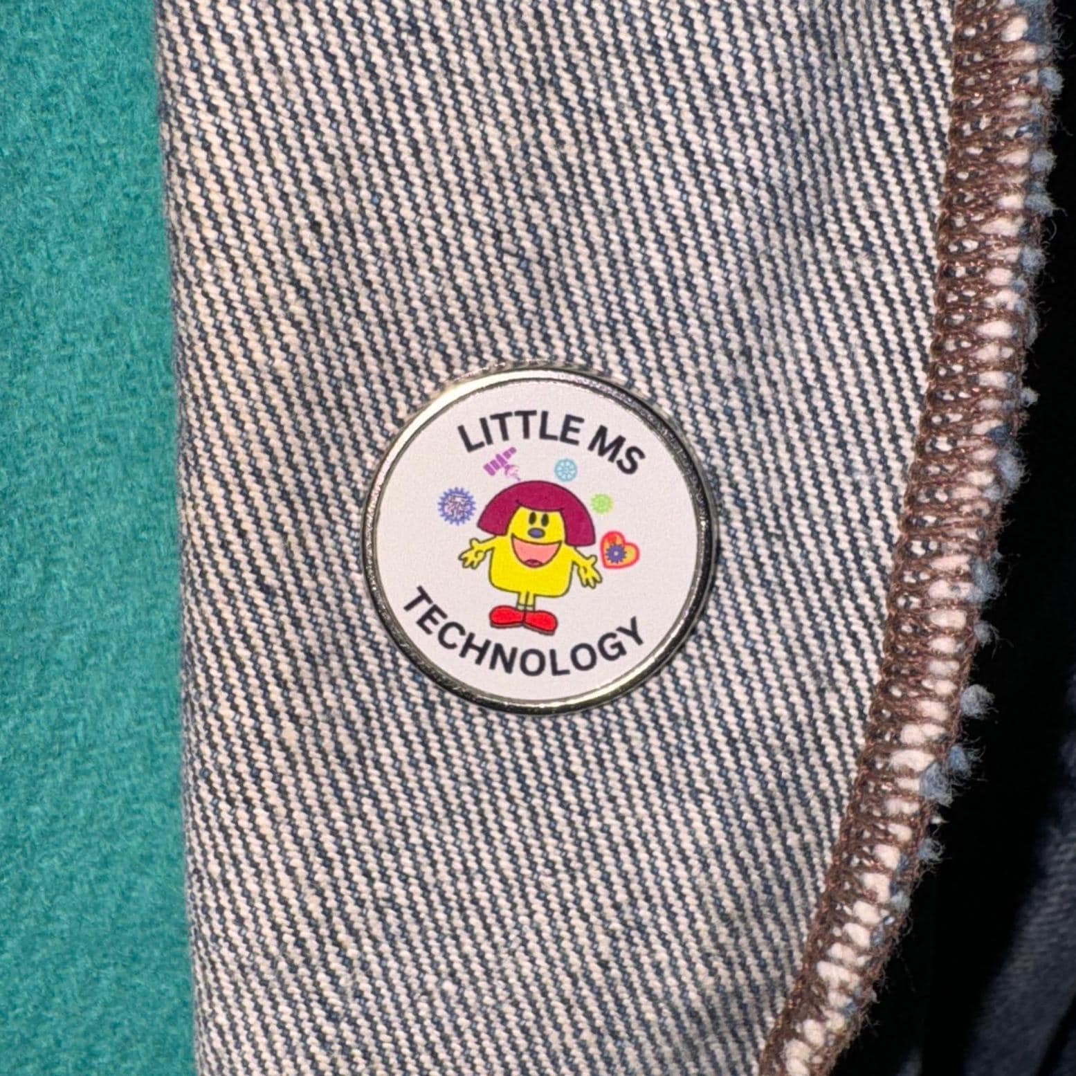 Little Ms Technology Pin. Women and Girls in Science, Tech, Engineering, Maths. STEM Inspiration Badges.