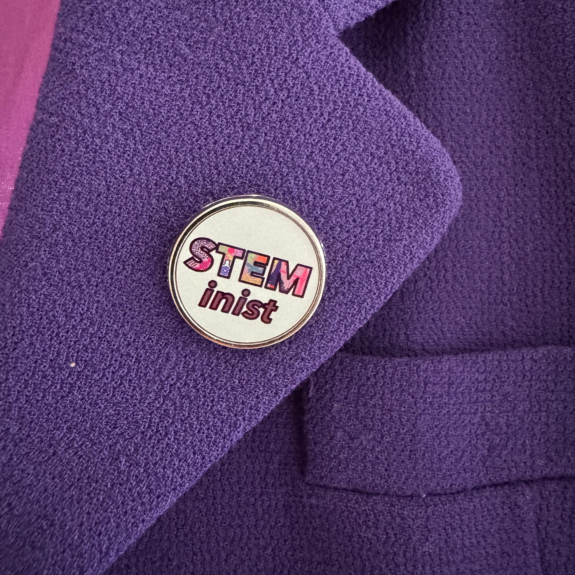 STEMinist Pin. Women and Girls in Science, Tech, Engineering, Maths. STEM Inspiration Badges.