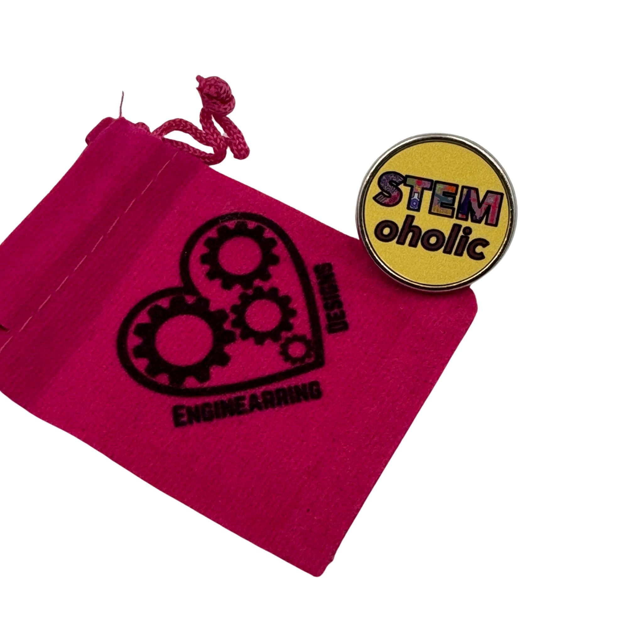 STEMoholic Pin. Science, Tech, Engineering, Maths Pin. STEM Inspiration Badges.