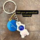 Cute Kawaii Bunny Astronaut with Heart Personalised Keyring. Customised Space Bunny Keychain