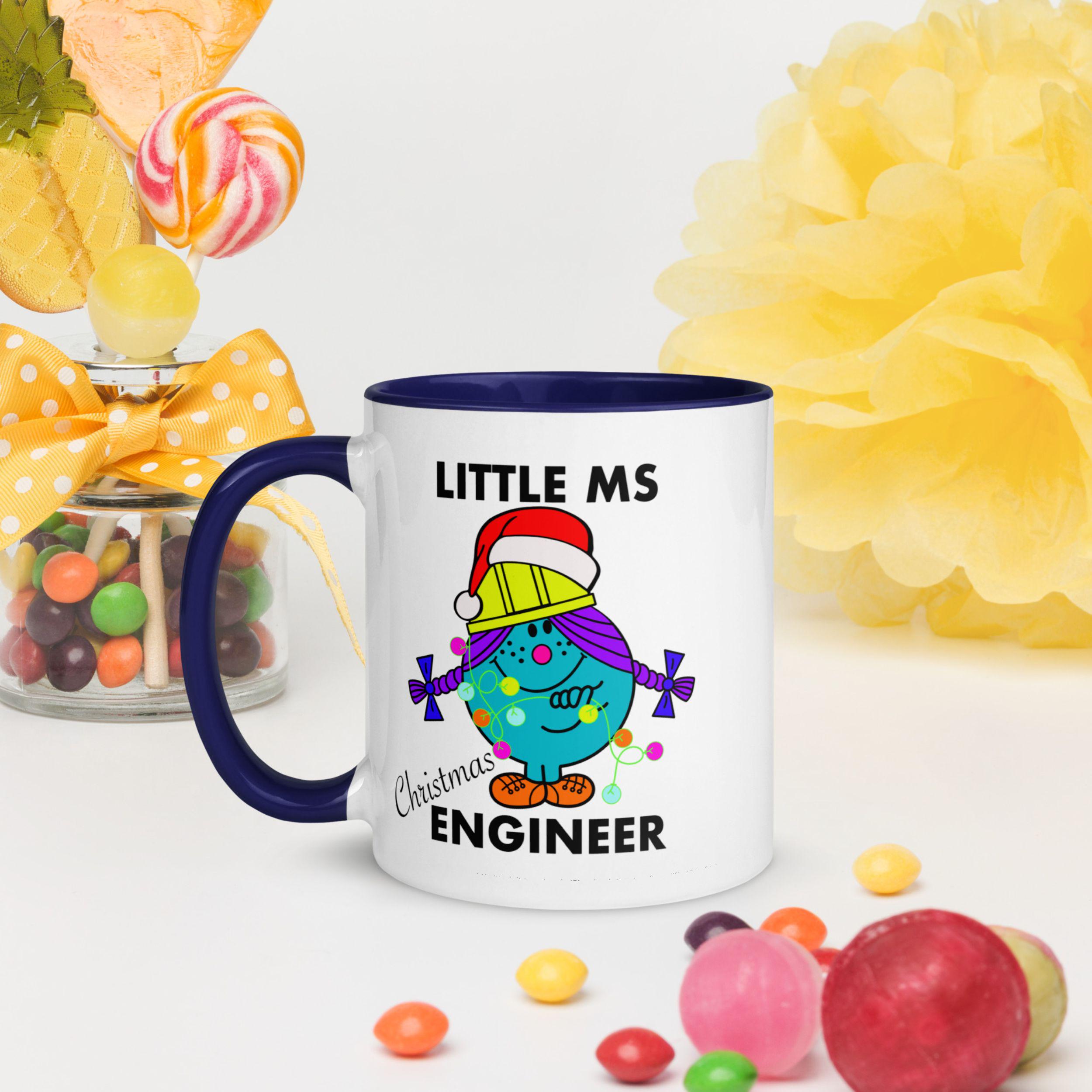 Personalised Christmas Engineer Mug with Colour Handle and Inside. Women in Engineering Xmas Mug