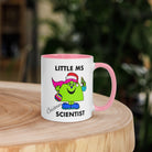 Personalised Christmas Scientist Mug with Colour Handle and Inside. Women in Science Xmas Mug. Customised Mug with name