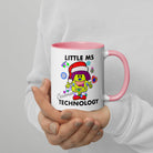 Personalised Christmas Tech Mug with Colour Handle and Inside. Women in Technology Xmas Mug. Customised Mug with name